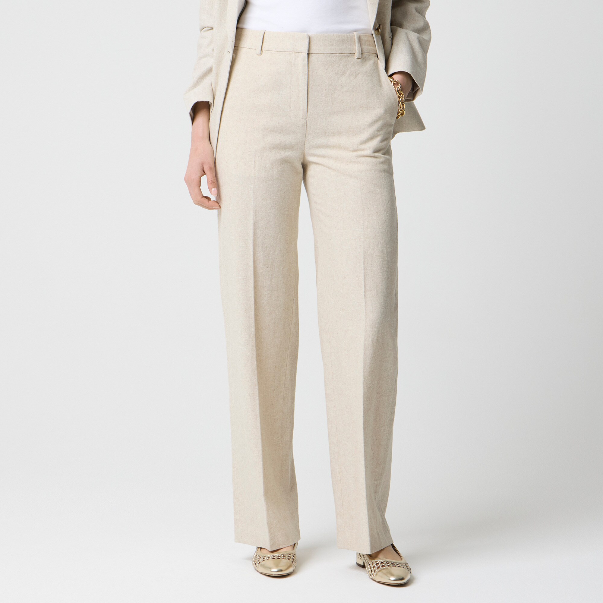 womens Linen-blend Remy high-rise wide-leg cropped pant