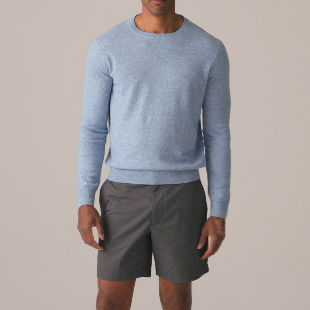 Marled cashmere-linen blend sweater