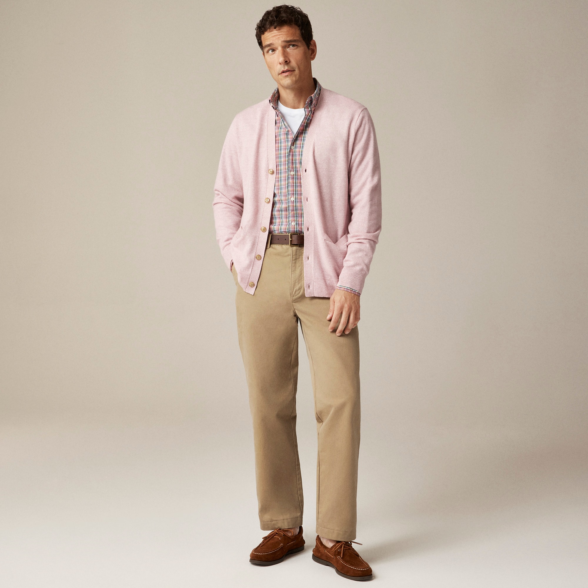 Marled cashmere-linen blend V-neck cardigan