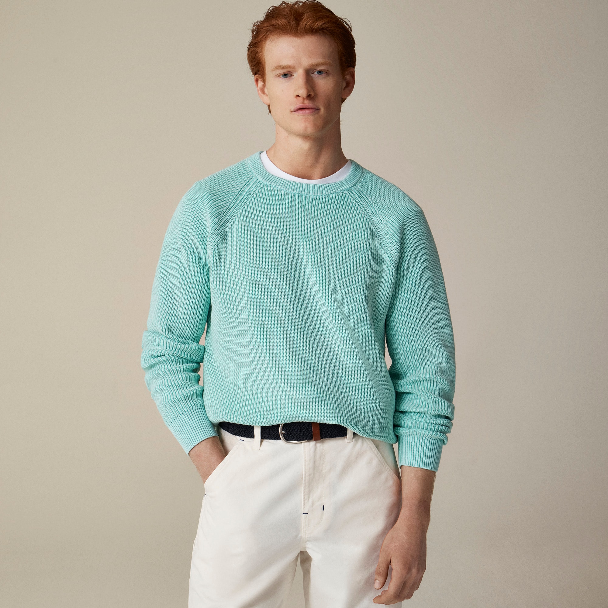 mens Washed ribbed cotton sweater
