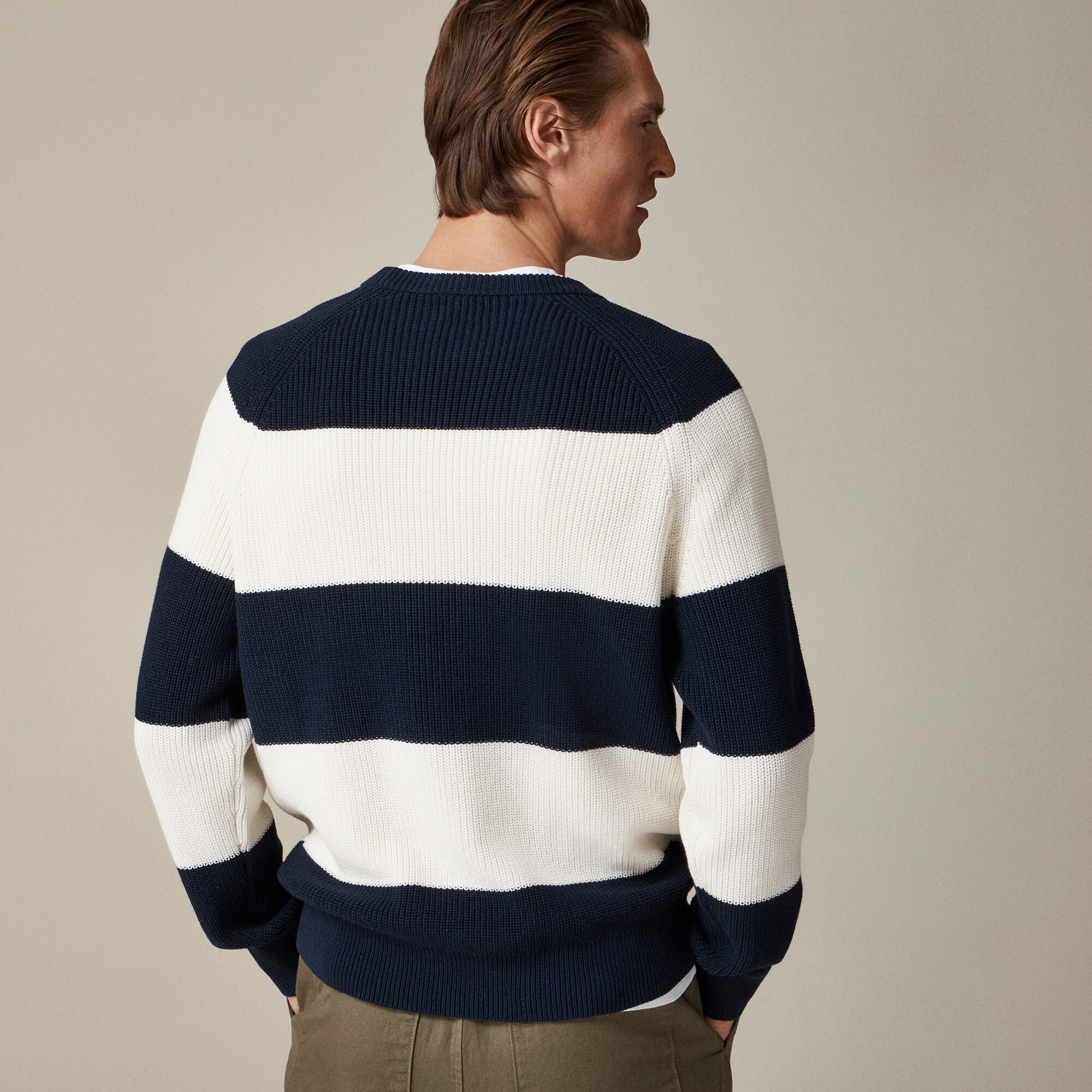 Ribbed cotton sweater in stripe