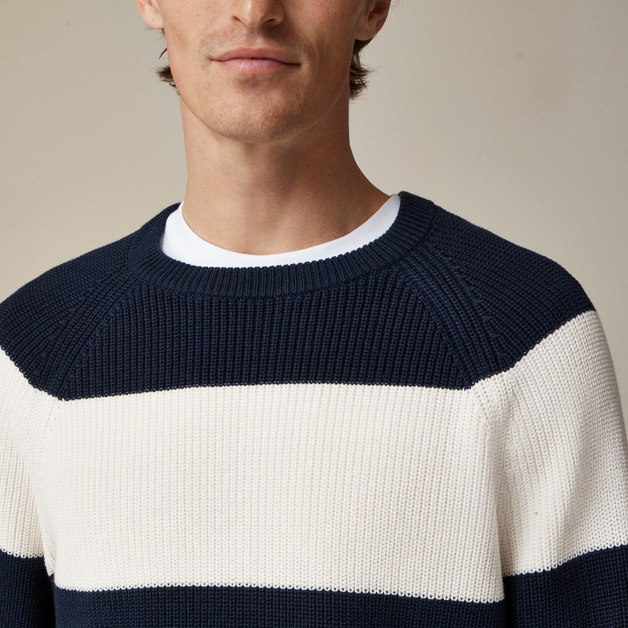 Ribbed cotton sweater in stripe