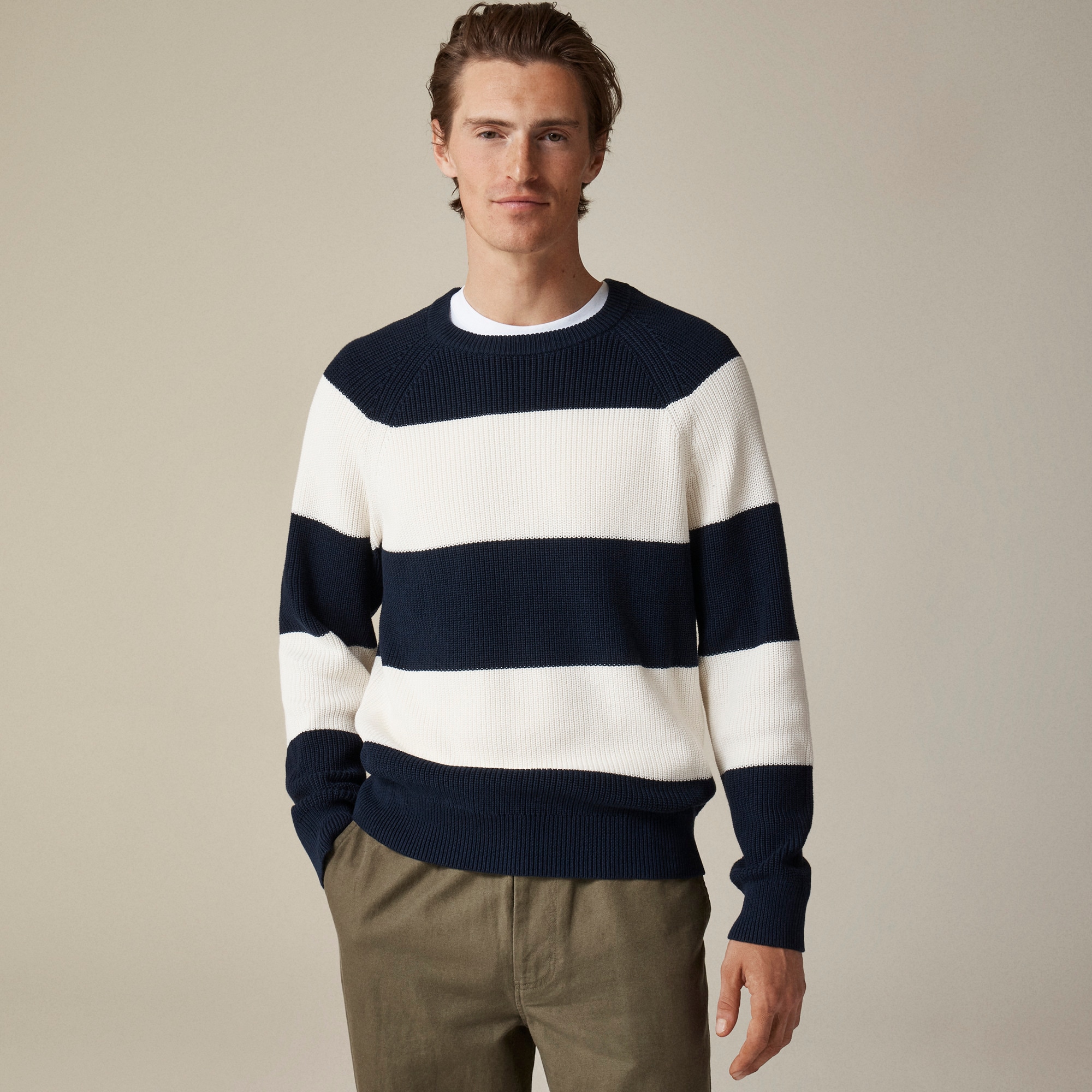 mens Ribbed cotton sweater in stripe