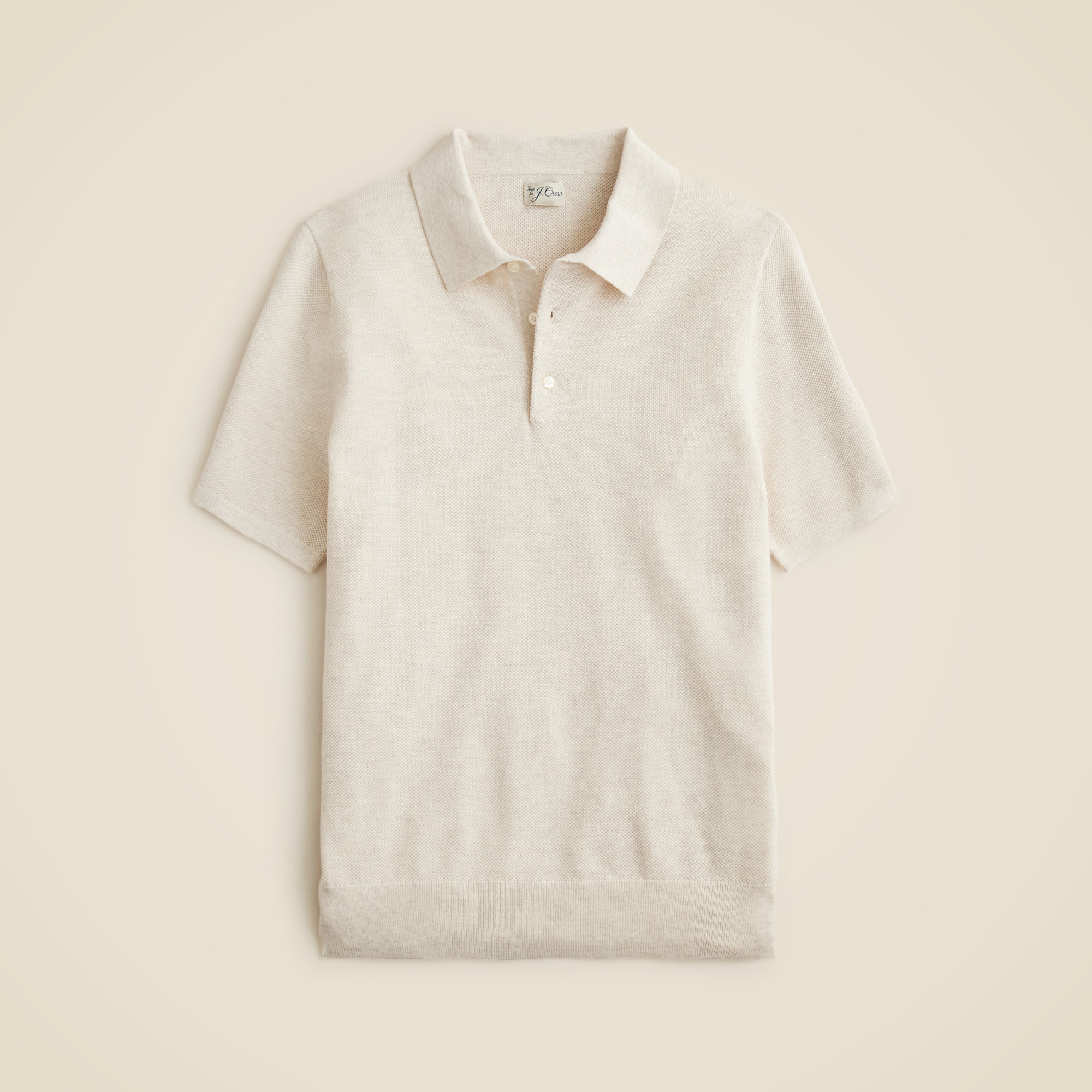 Short-sleeve cotton piqué-stitch sweater-polo