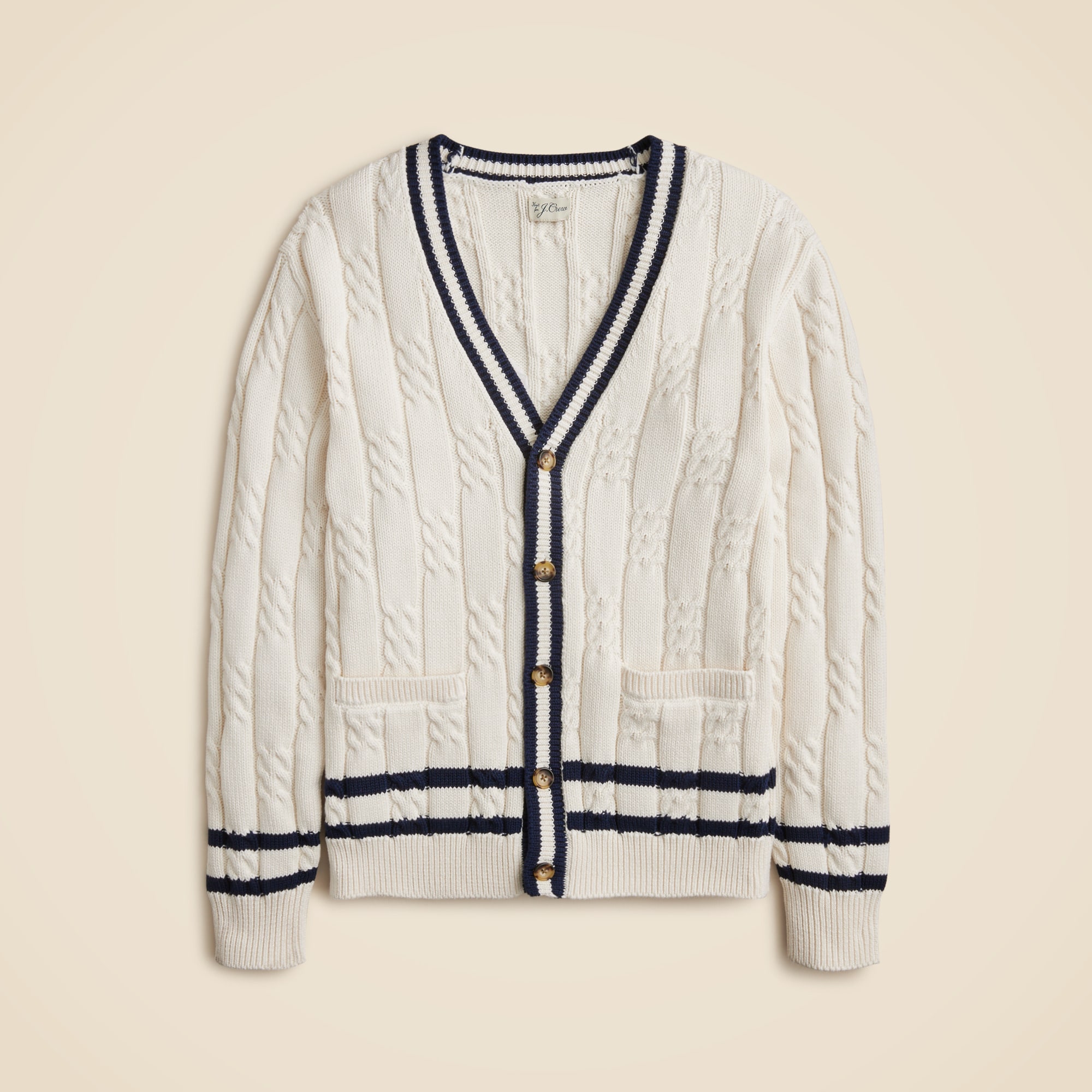 mens Cotton cable-knit varsity cardigan