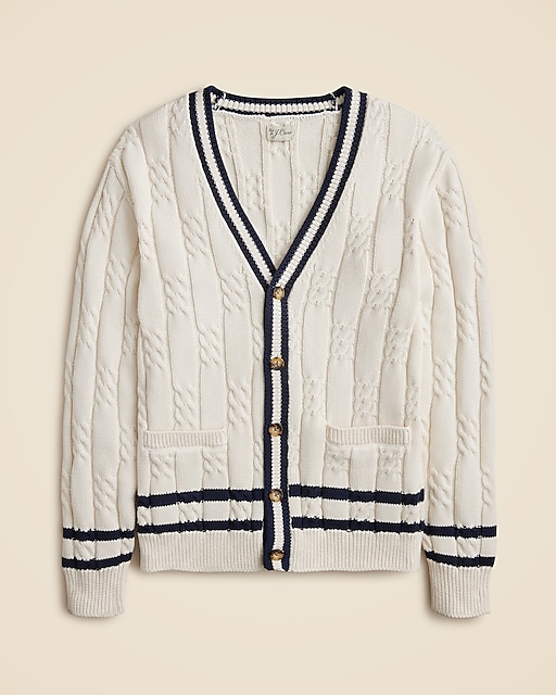 J.Crew: Organic Cotton Varsity Cable-knit Sweater-vest For Men J.Crew: Organic Cotton Varsity Cable-knit Sweater-vest For Men