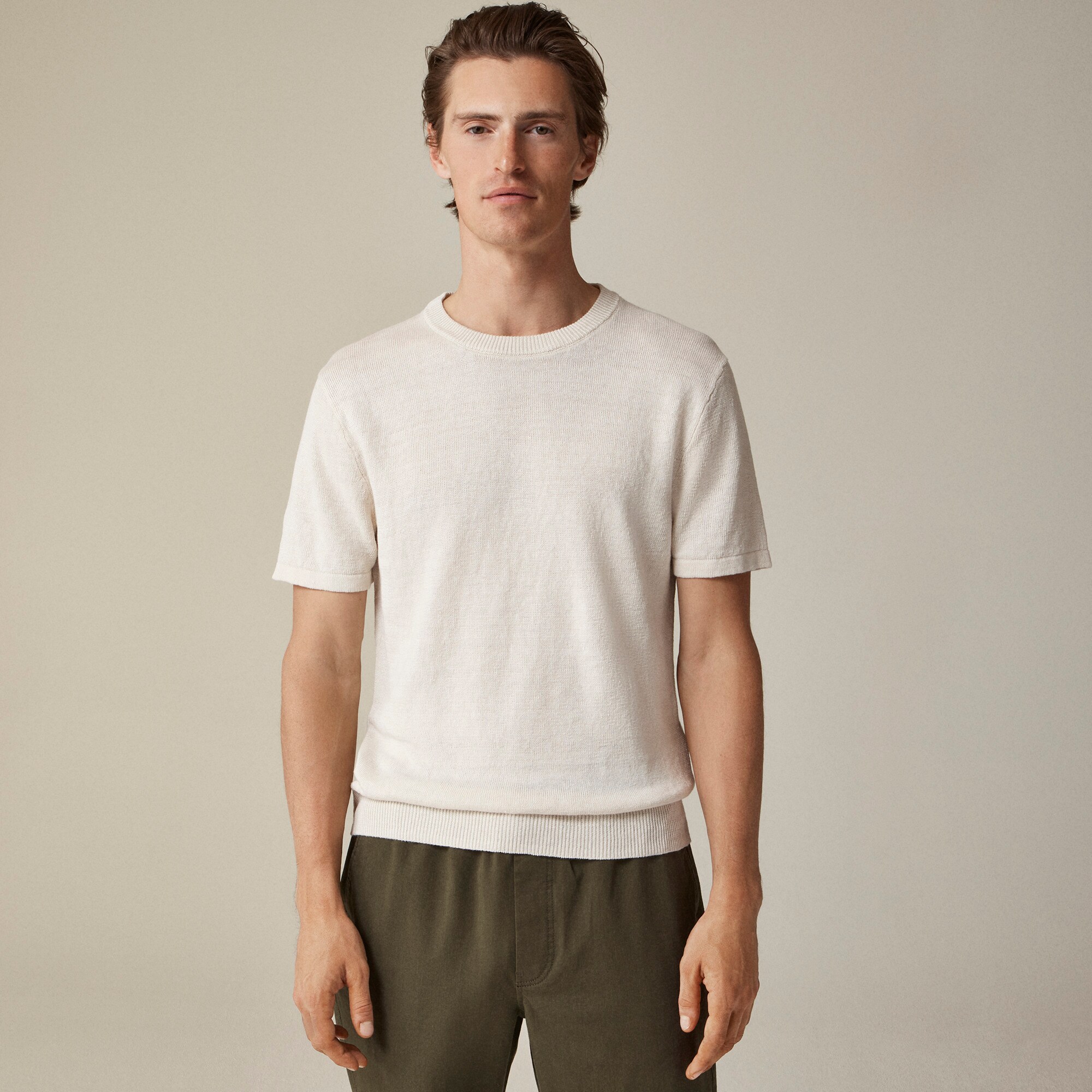 Short-sleeve linen sweater