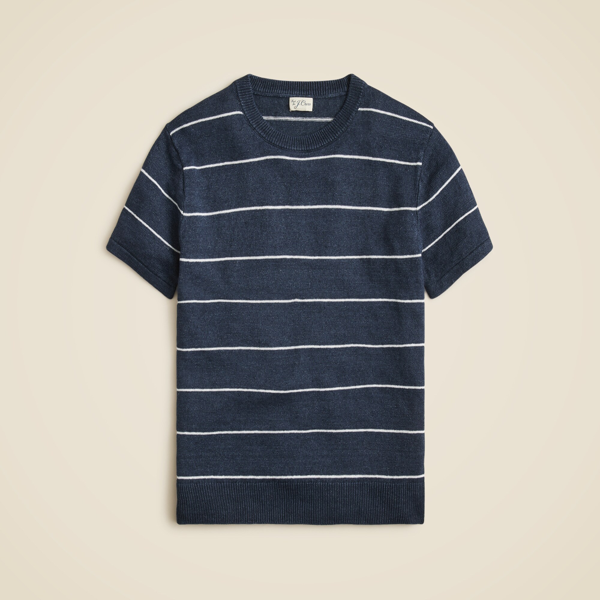 Short-sleeve linen sweater in stripe
