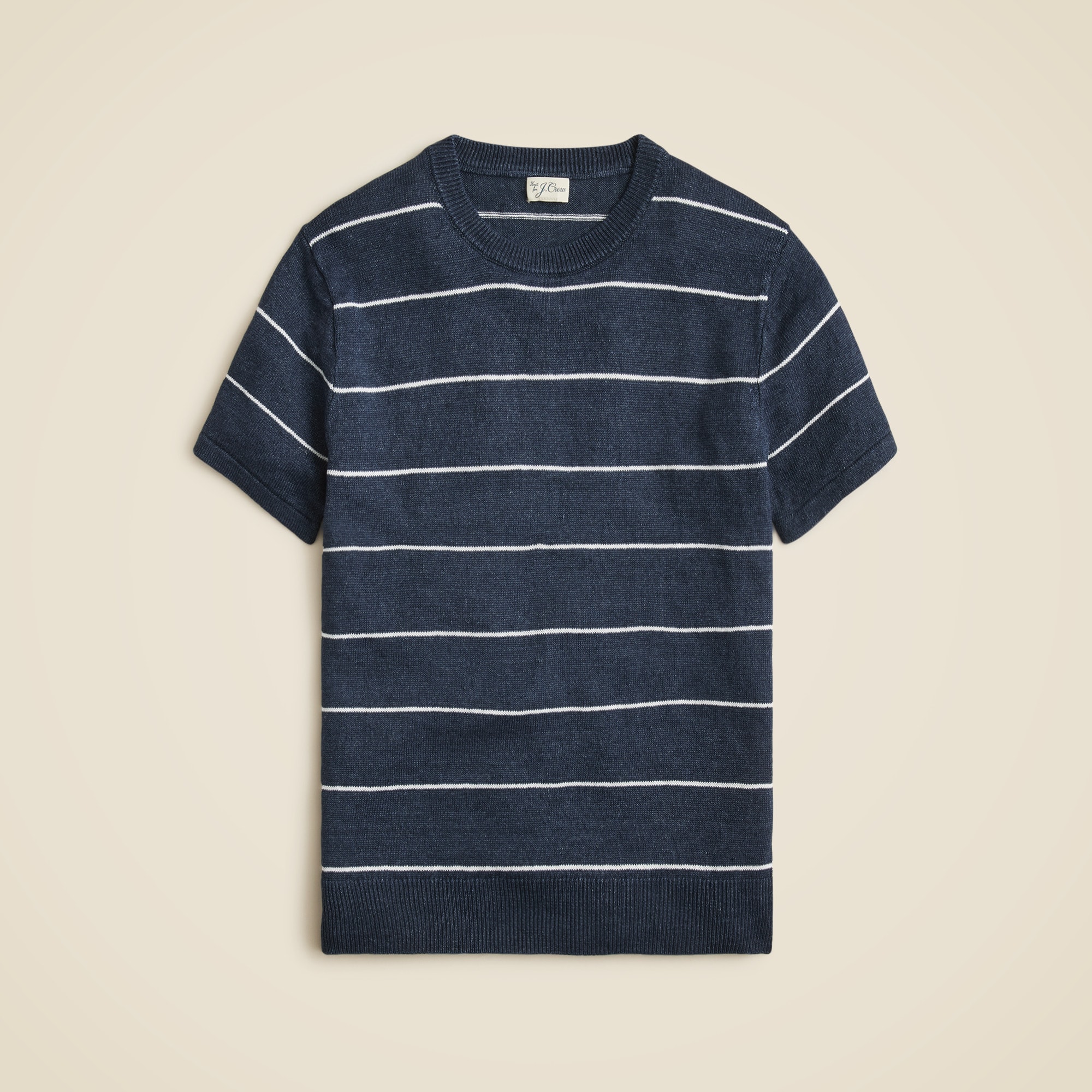 mens Short-sleeve linen sweater in stripe