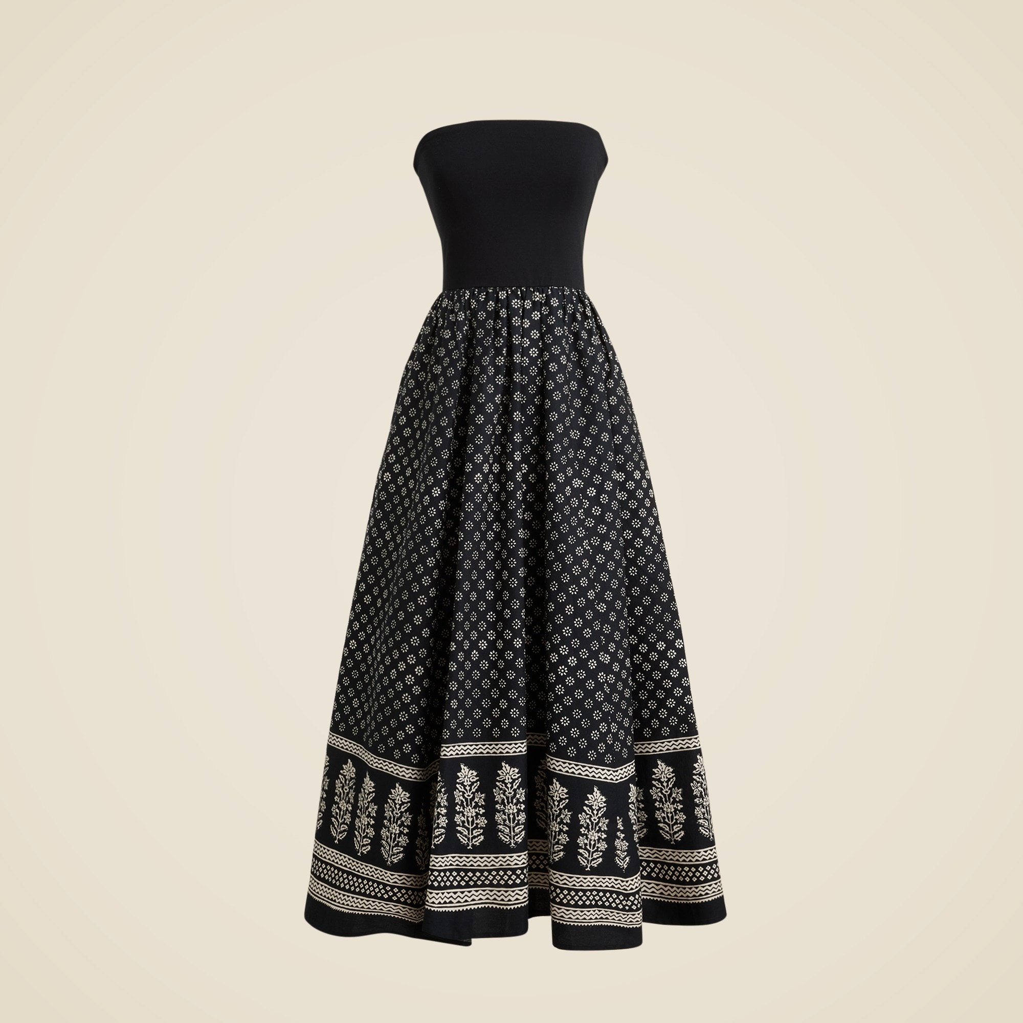 Strapless mixy dress in block print