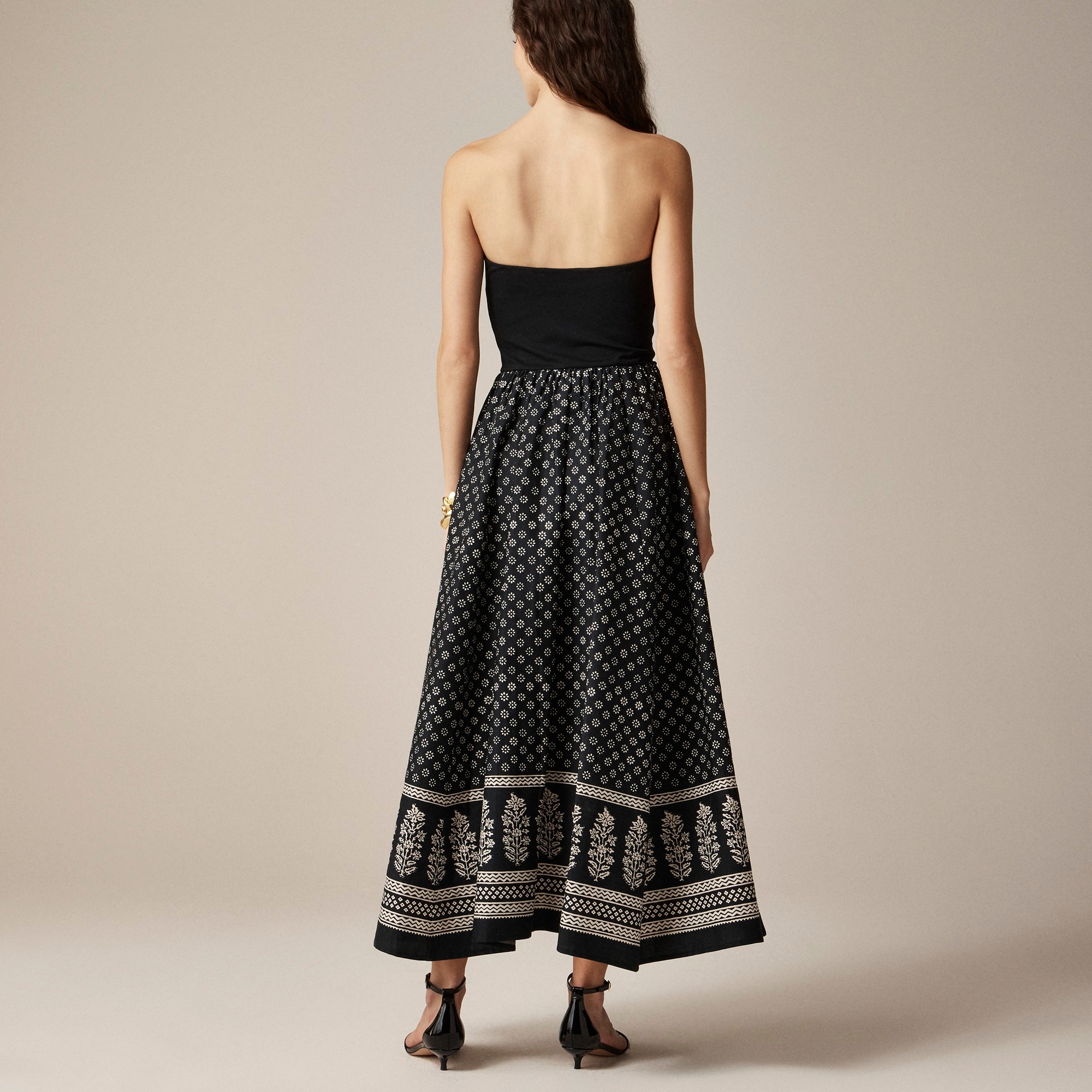 Strapless mixy dress in block print