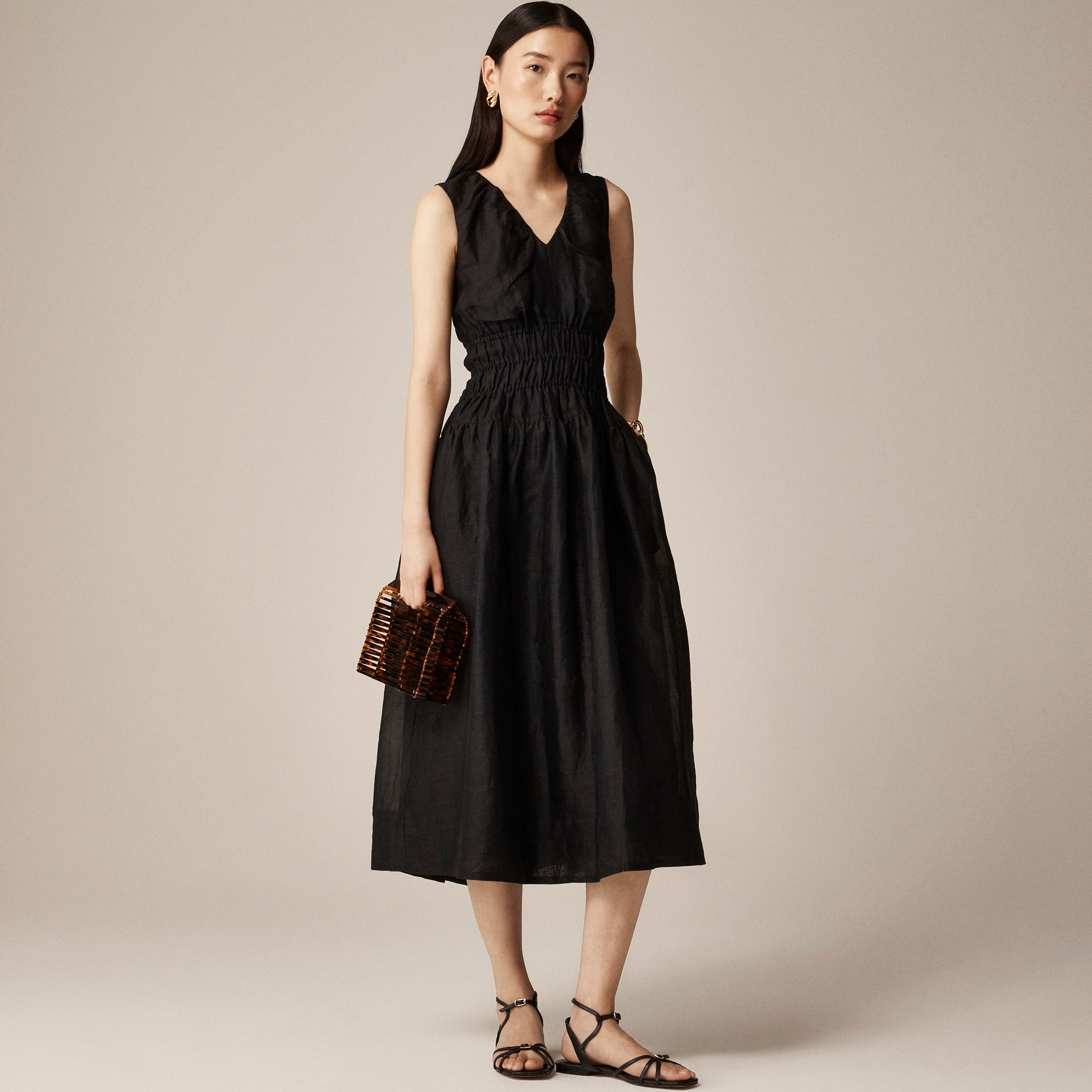  Hyacinth V-neck dress in ramie