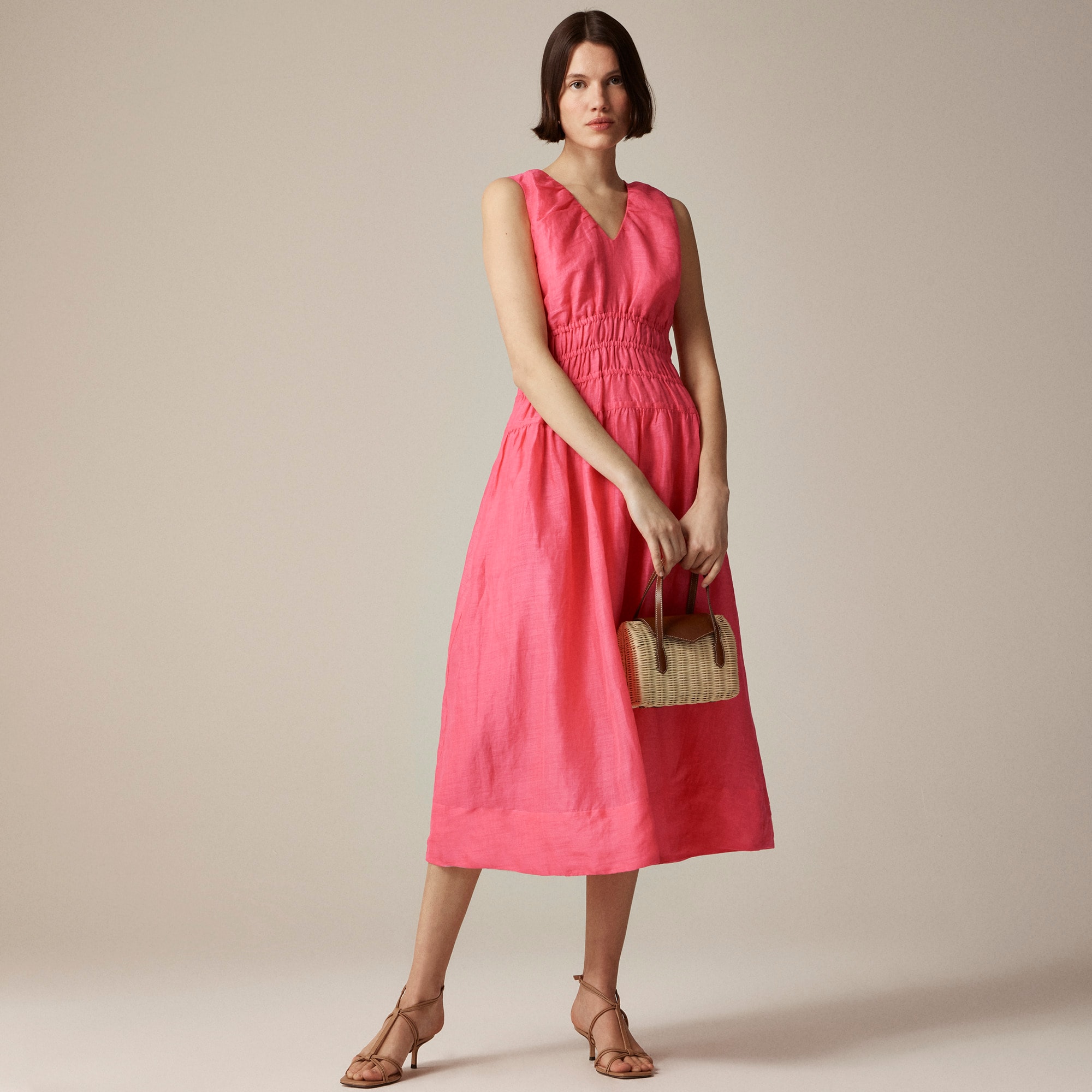 Hyacinth V-neck dress in ramie