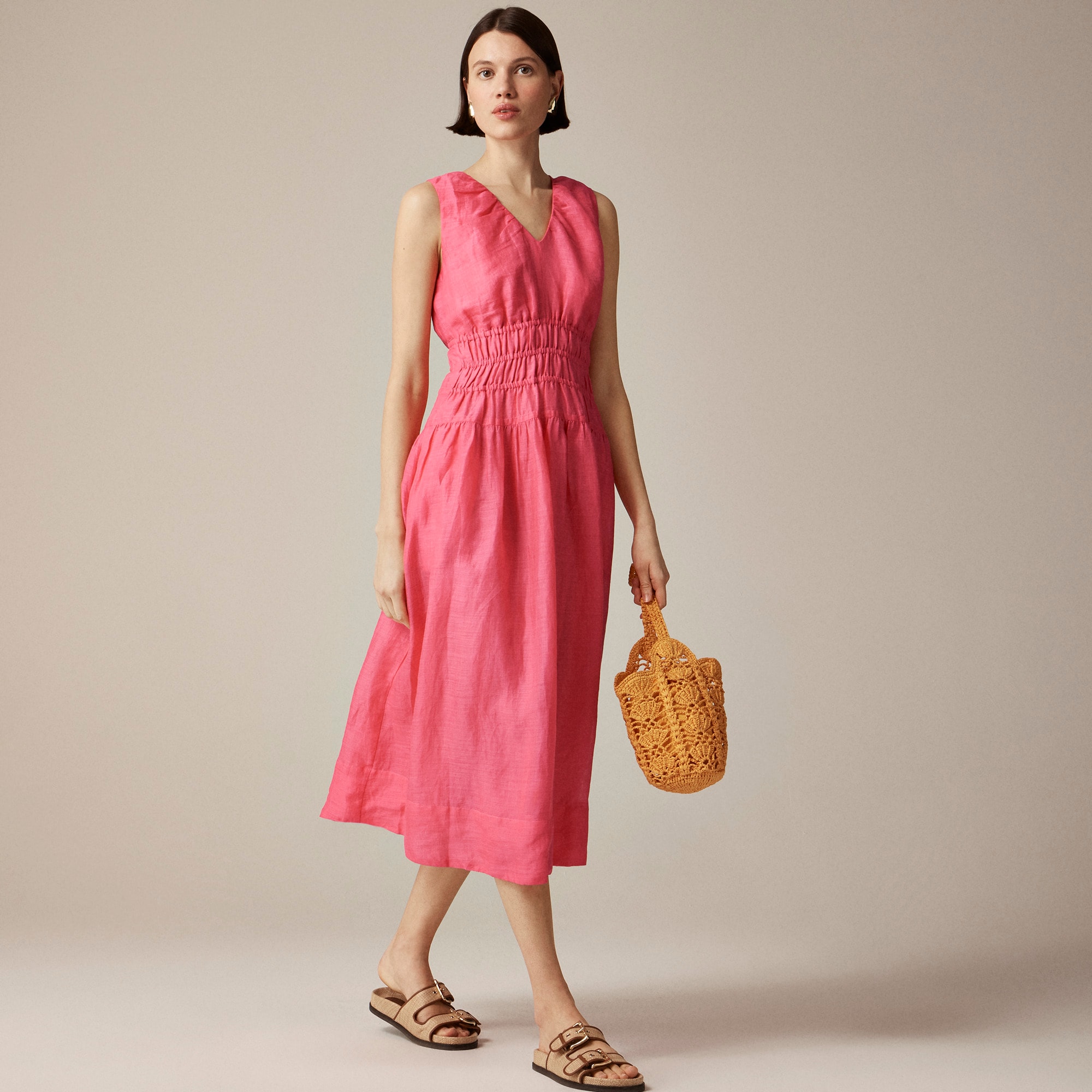 womens Hyacinth V-neck dress in ramie