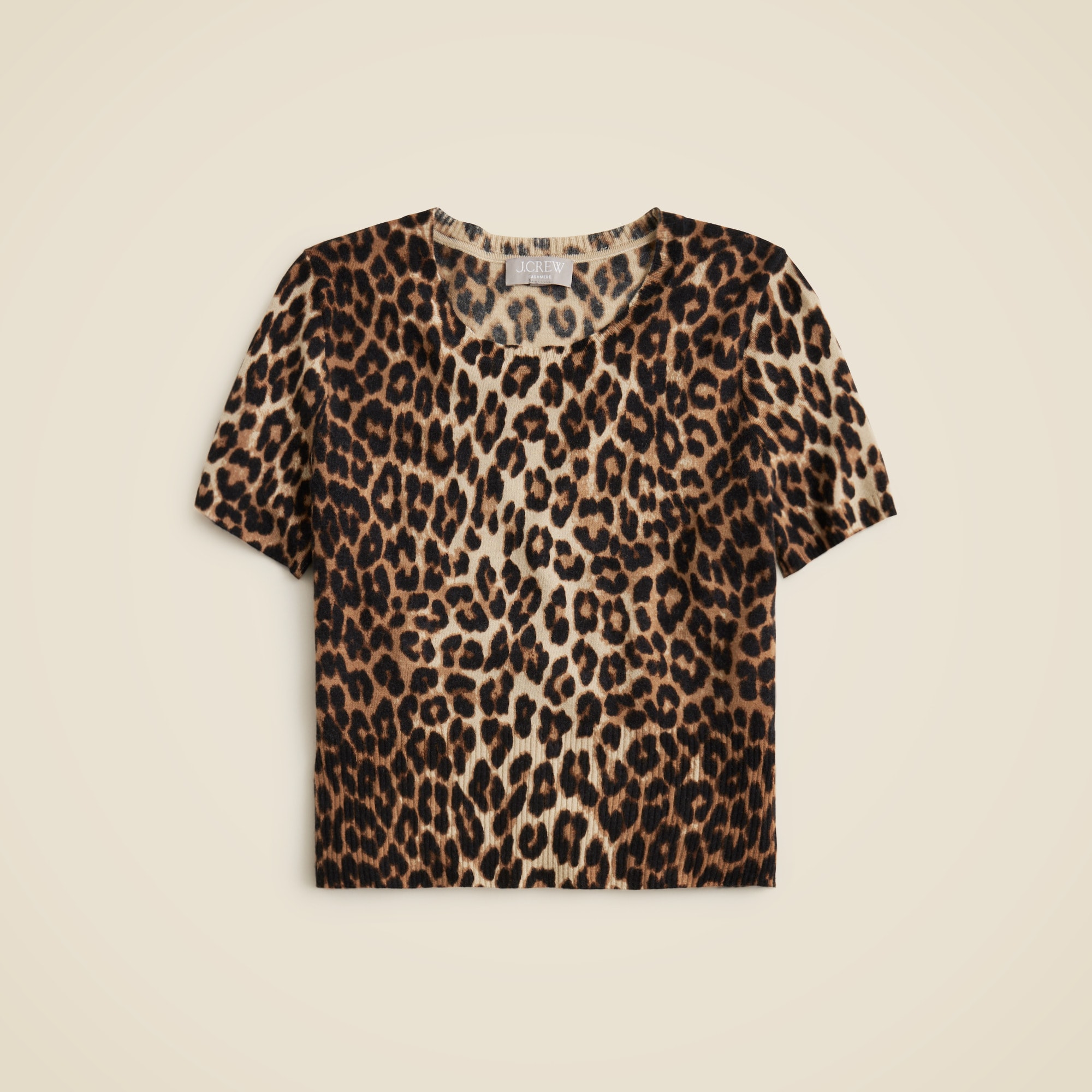 Featherweight cashmere shrunken T-shirt in leopard from J.Crew - $141.99