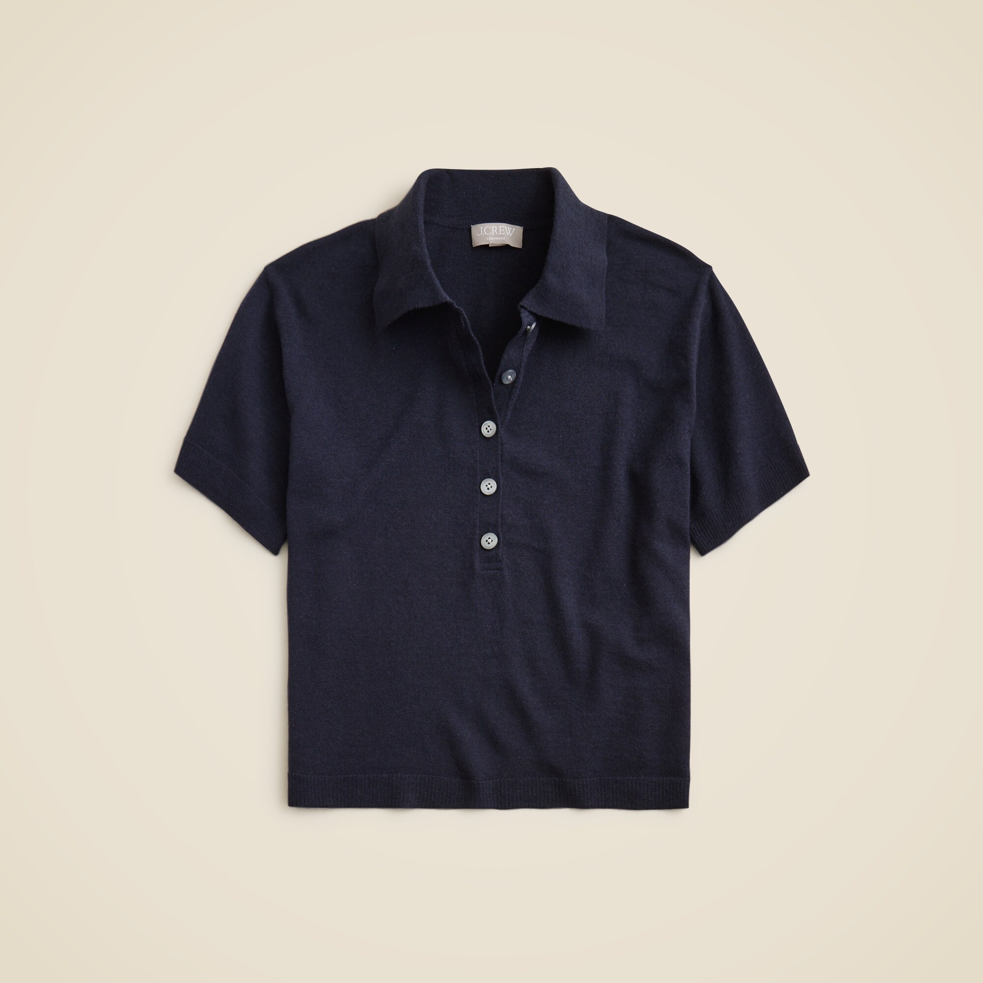 Featherweight cashmere short-sleeve sweater-polo