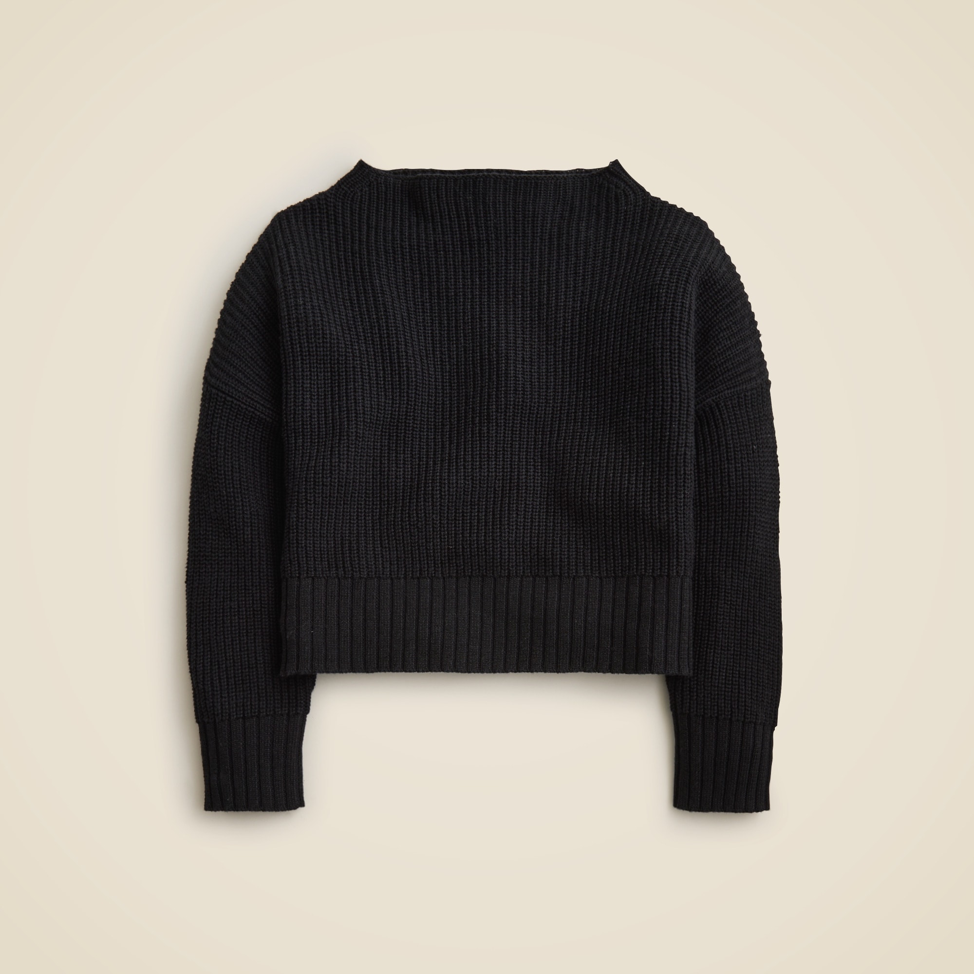 womens Ribbed funnelneck sweater in linen-cotton blend