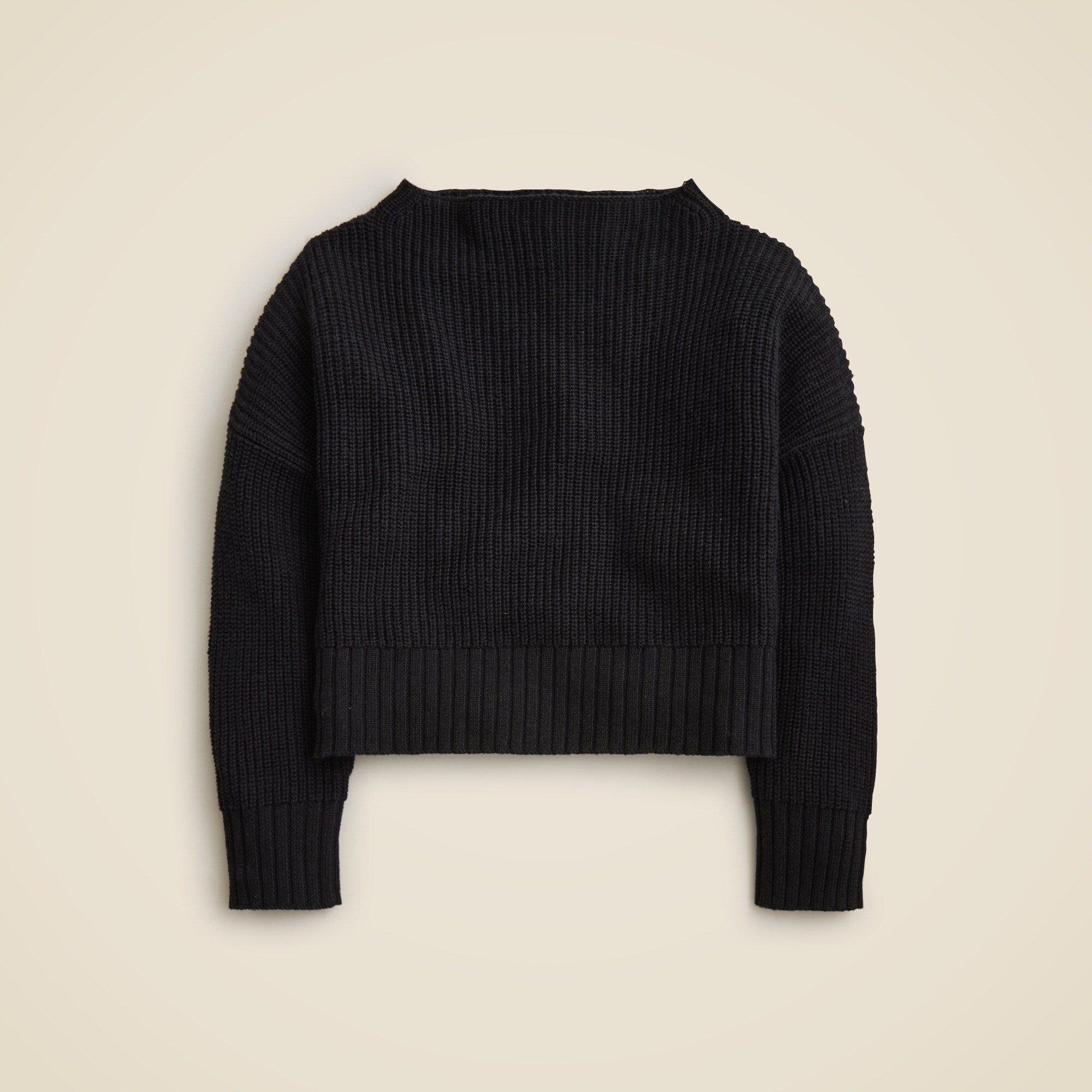 womens Ribbed funnelneck sweater in linen-cotton blend