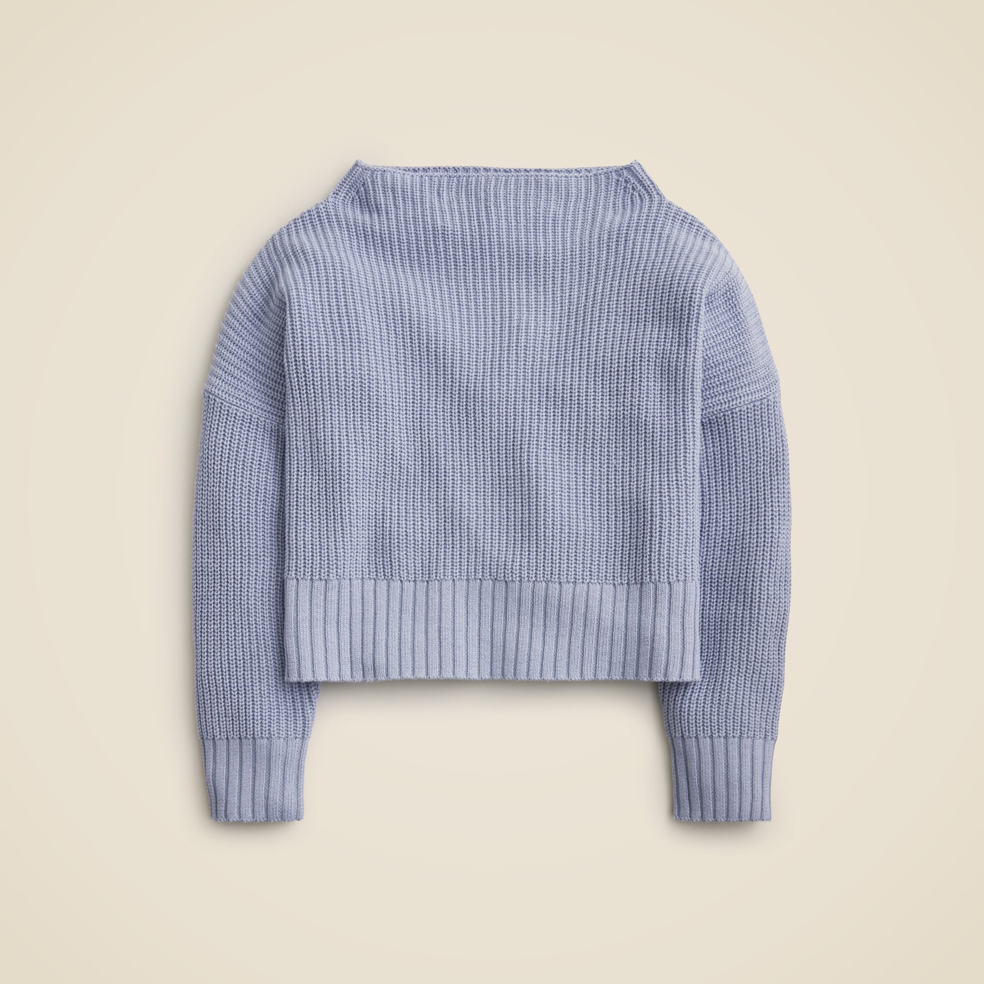 womens Ribbed funnelneck sweater in linen-cotton blend