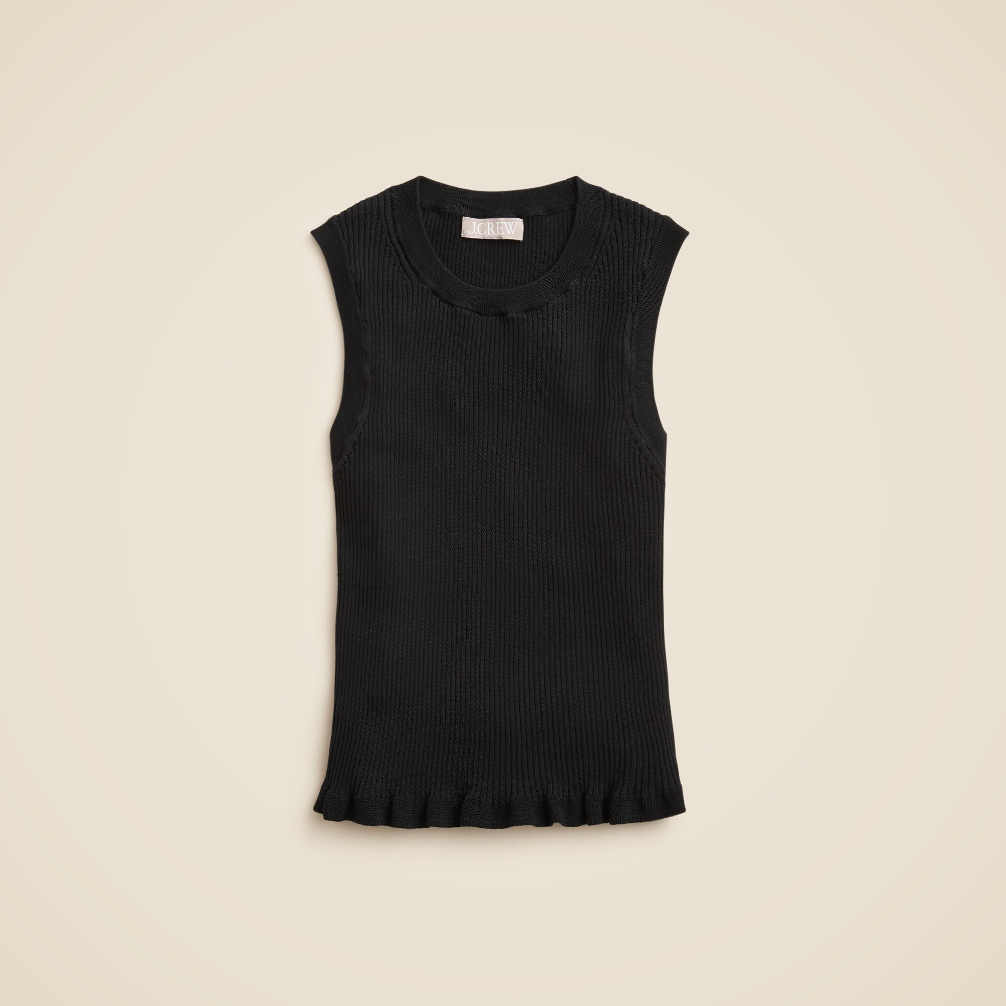  Ruffle-trim shell tank top in premium ultra-fine cotton