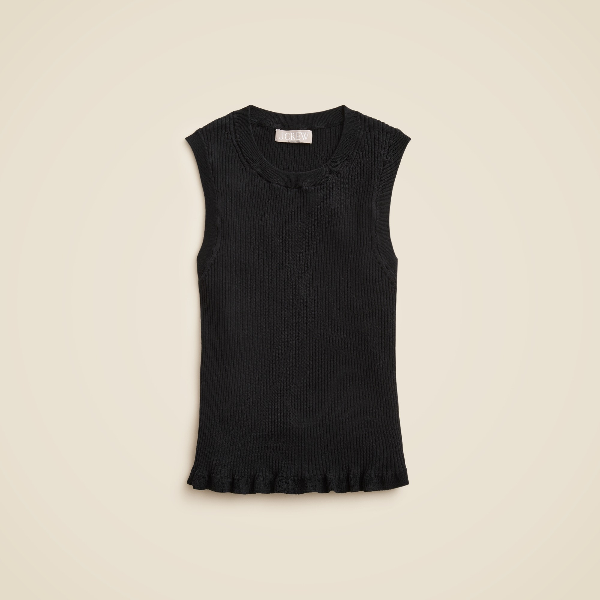  Ruffle-trim shell tank top in premium ultra-fine cotton