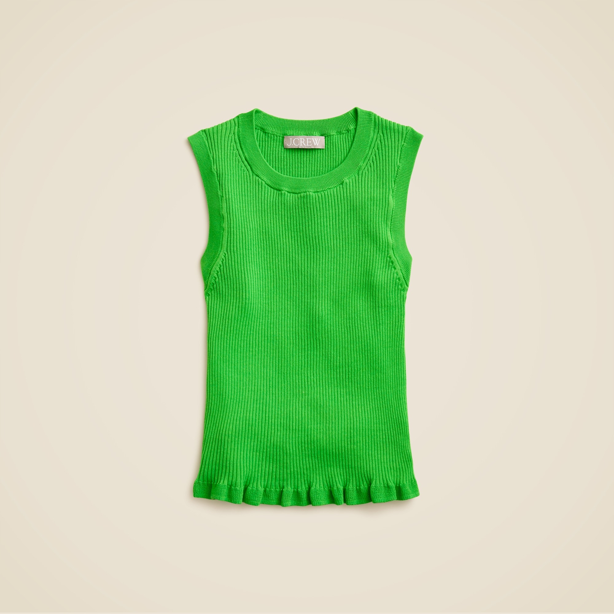 womens Ruffle-trim shell tank top in premium ultra-fine cotton