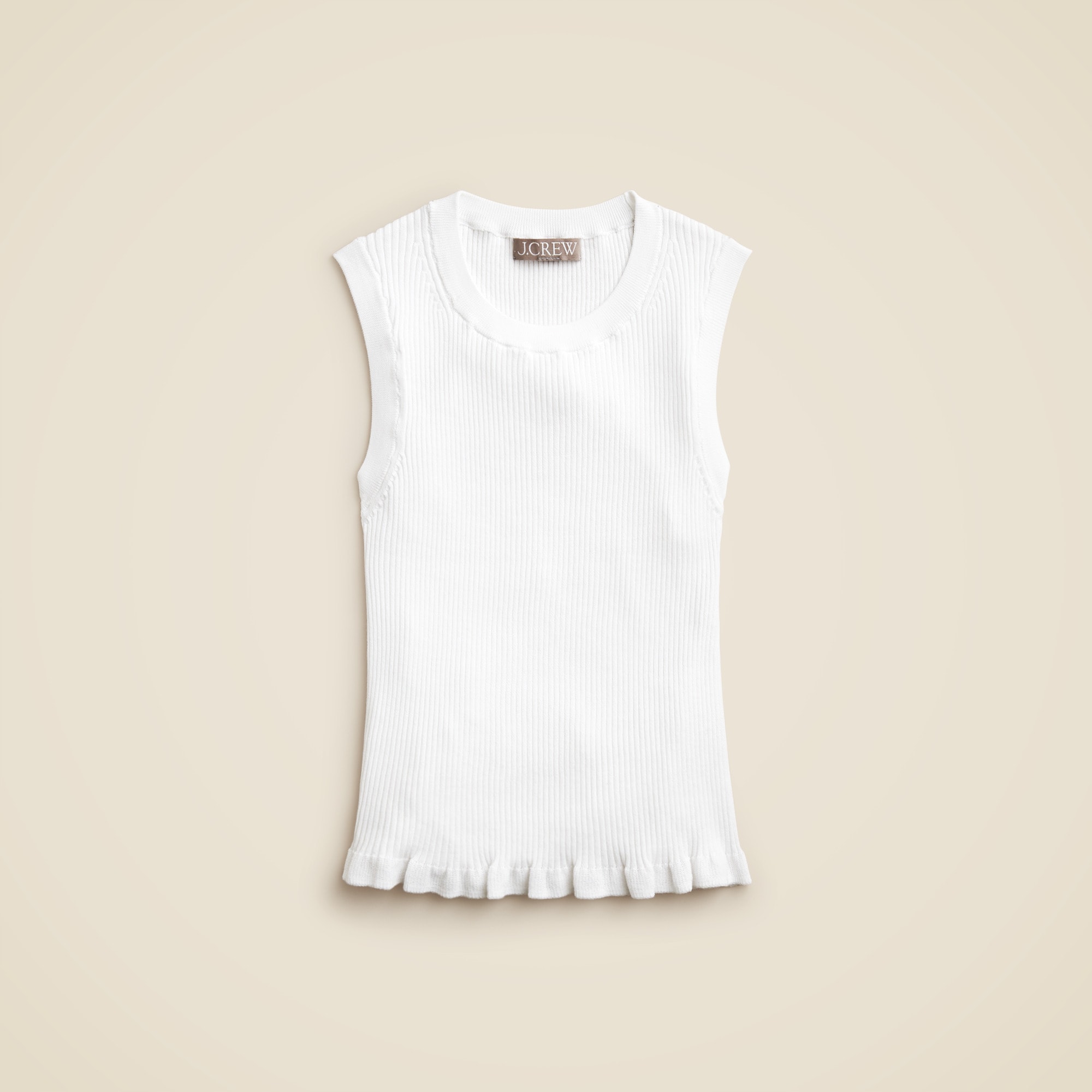 Ruffle-trim shell tank top in premium ultra-fine cotton
