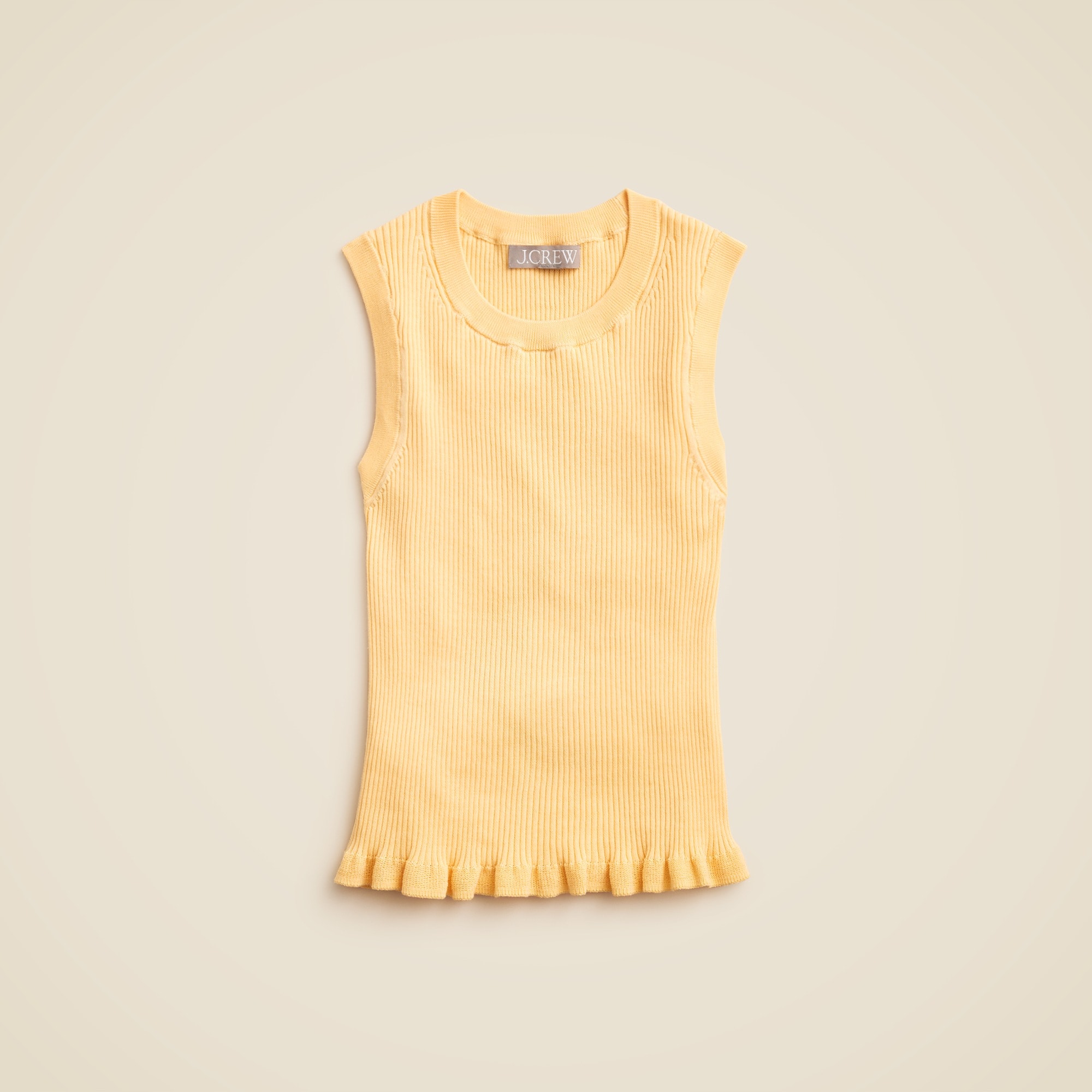 Ruffle-trim shell tank top in premium ultra-fine cotton