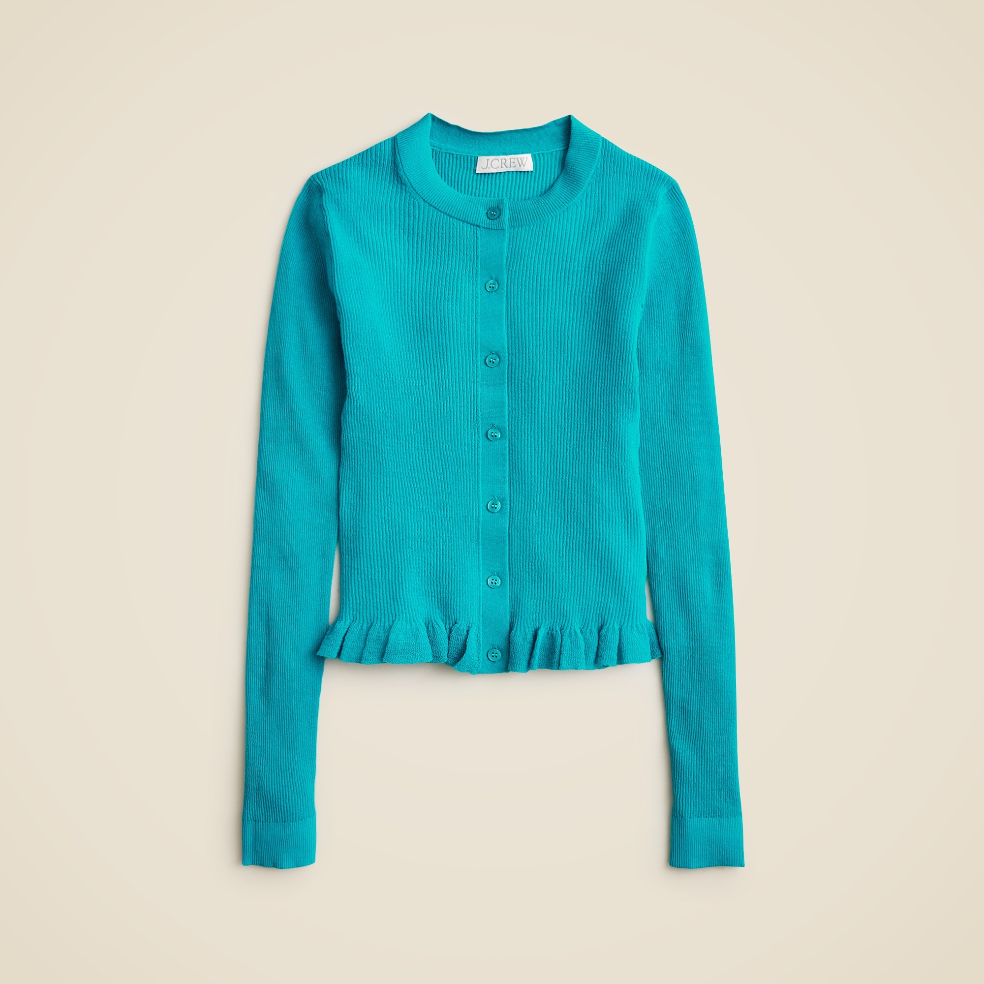 Ruffle-trim cotton gauze cardigan