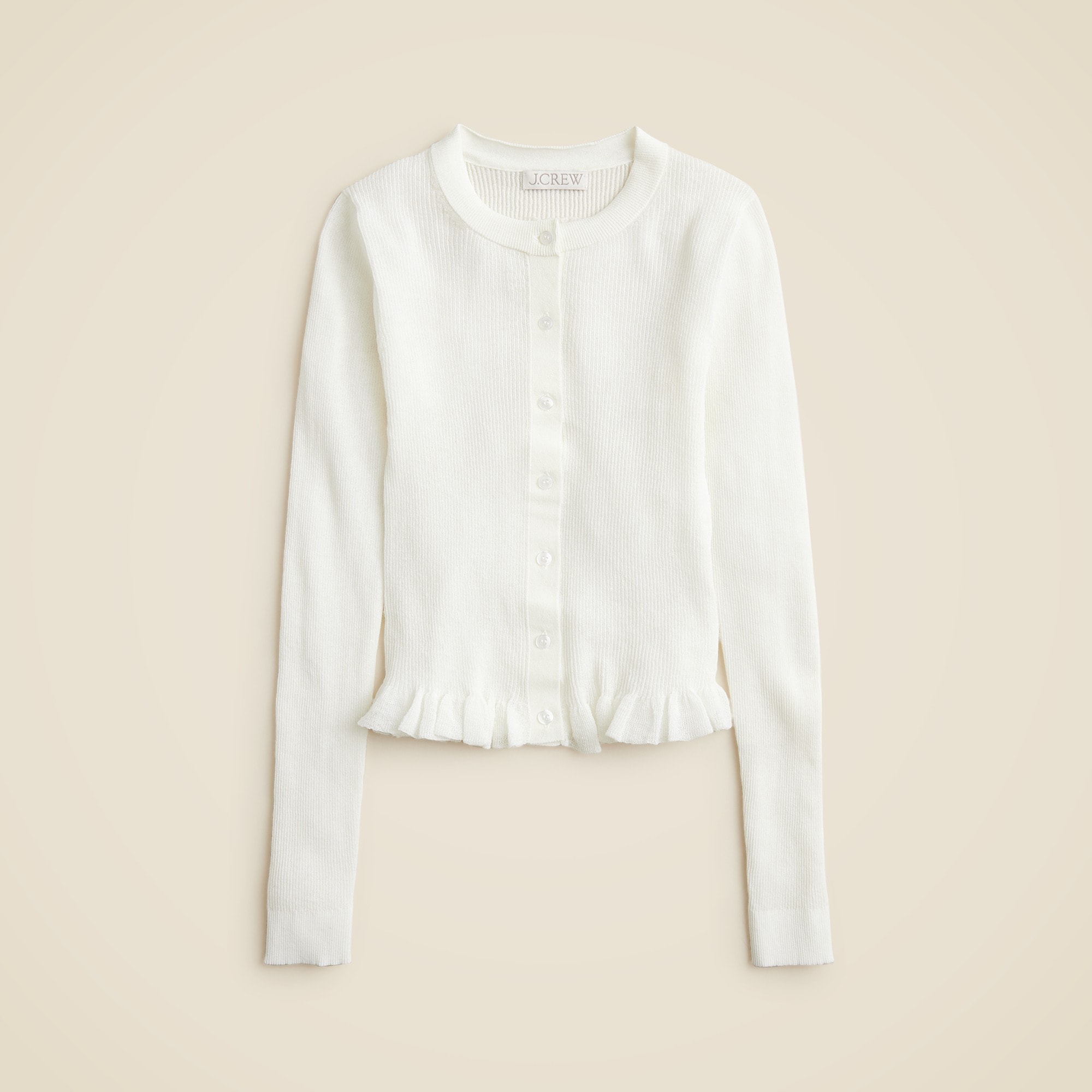 womens Ruffle-trim cotton gauze cardigan