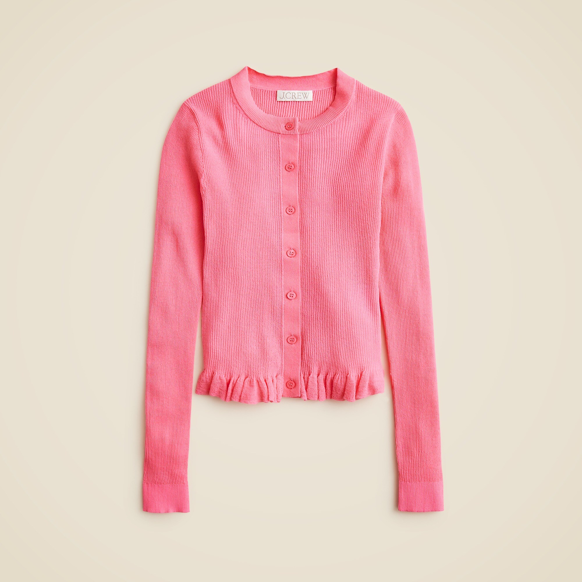  Ruffle-trim cotton gauze cardigan