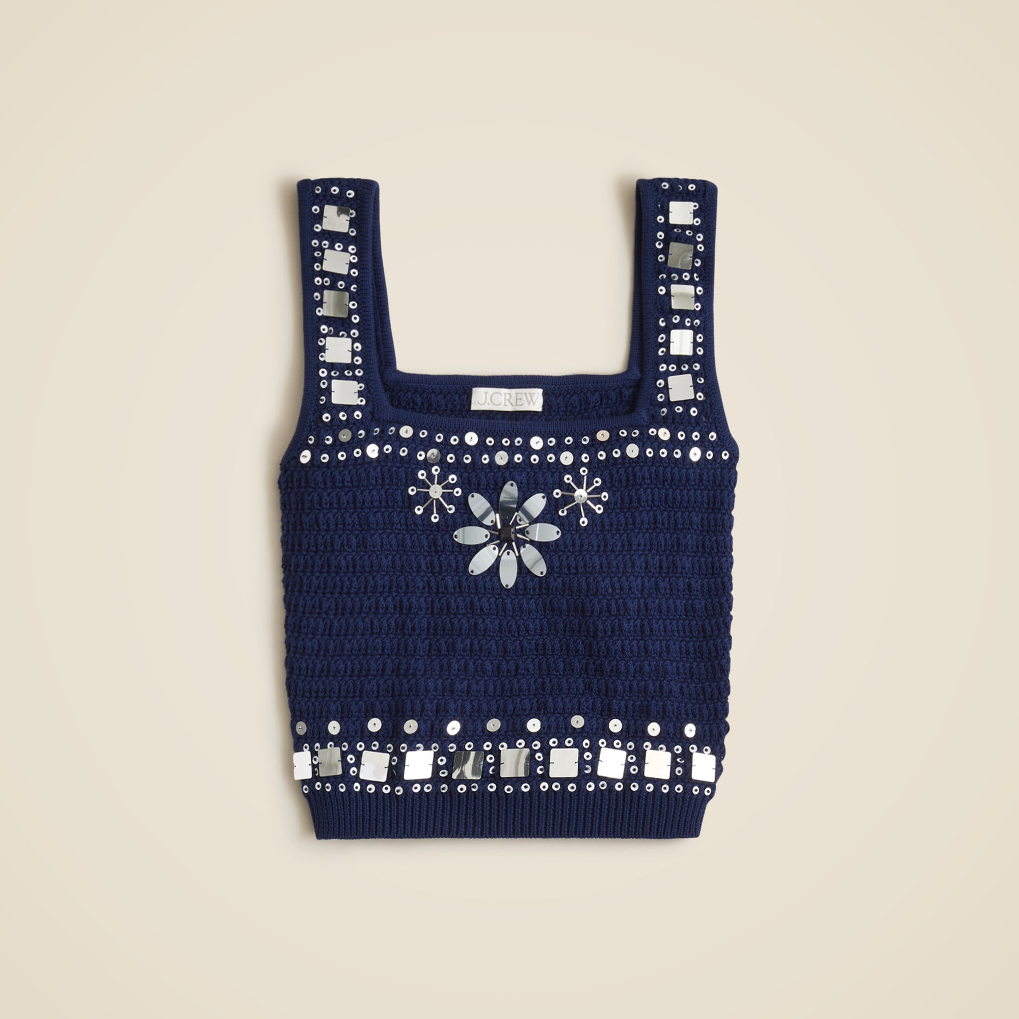 womens Sweater-tank with hand-embellished mirrors