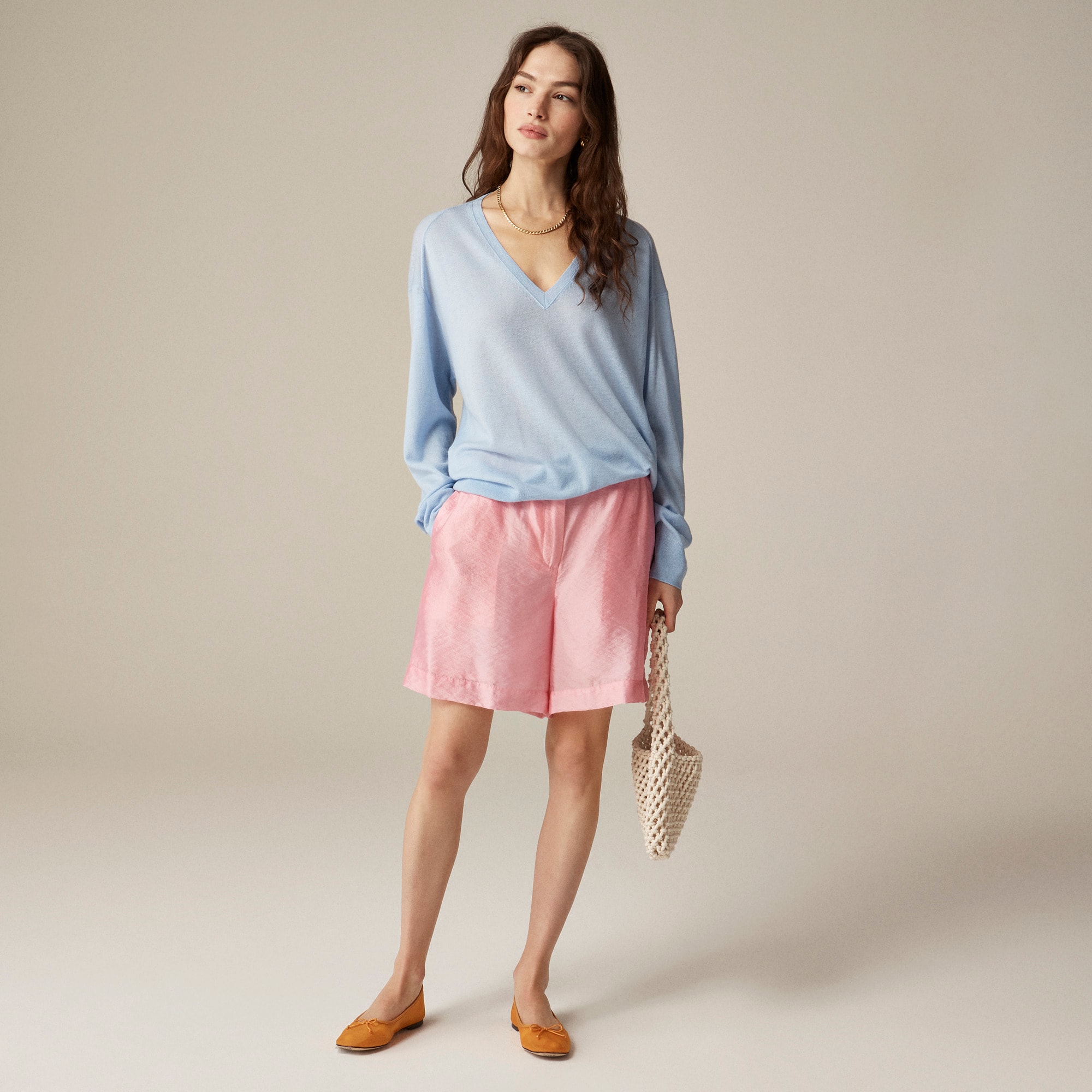 womens Oversized featherweight cashmere V-neck sweater