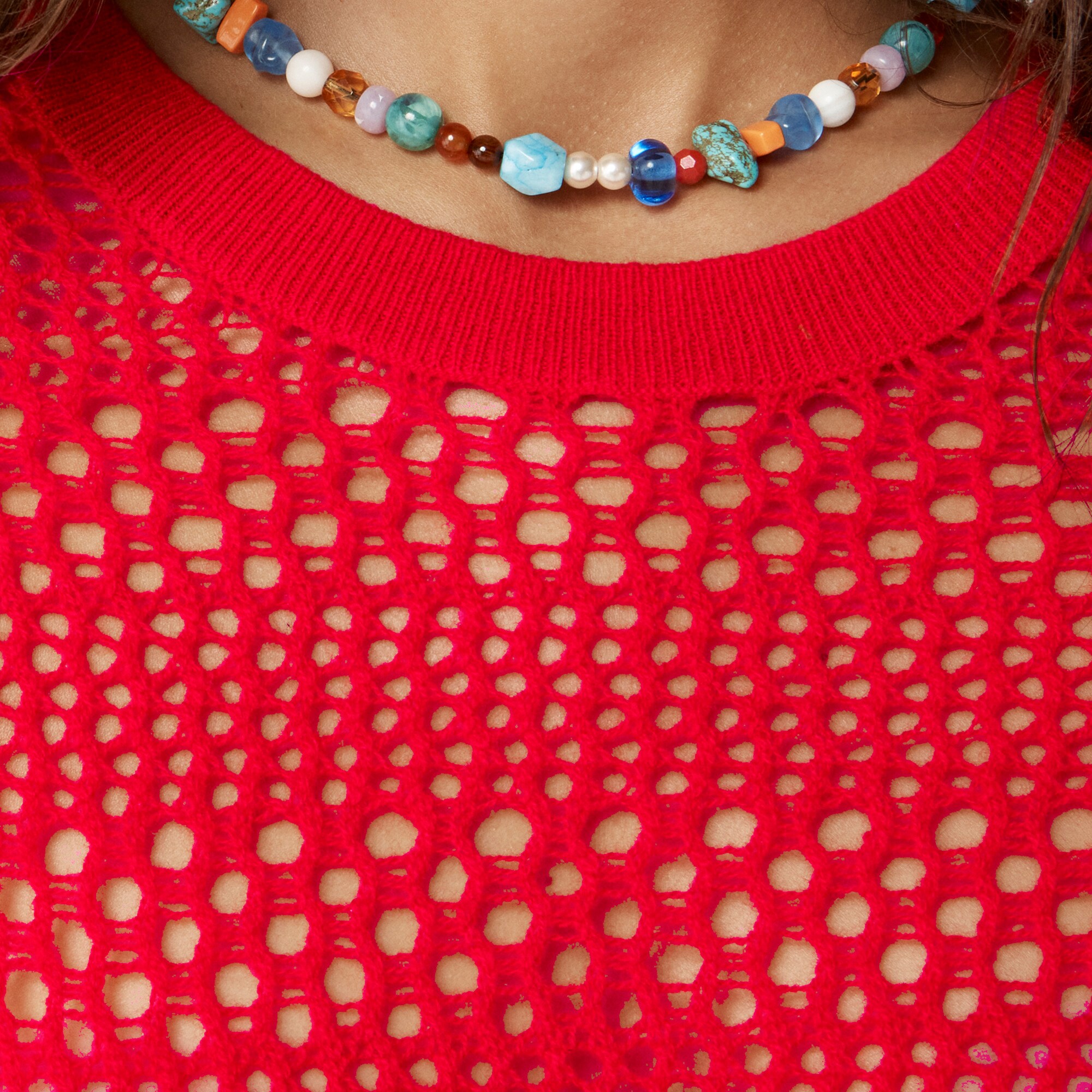Cashmere pointelle short-sleeve T-shirt