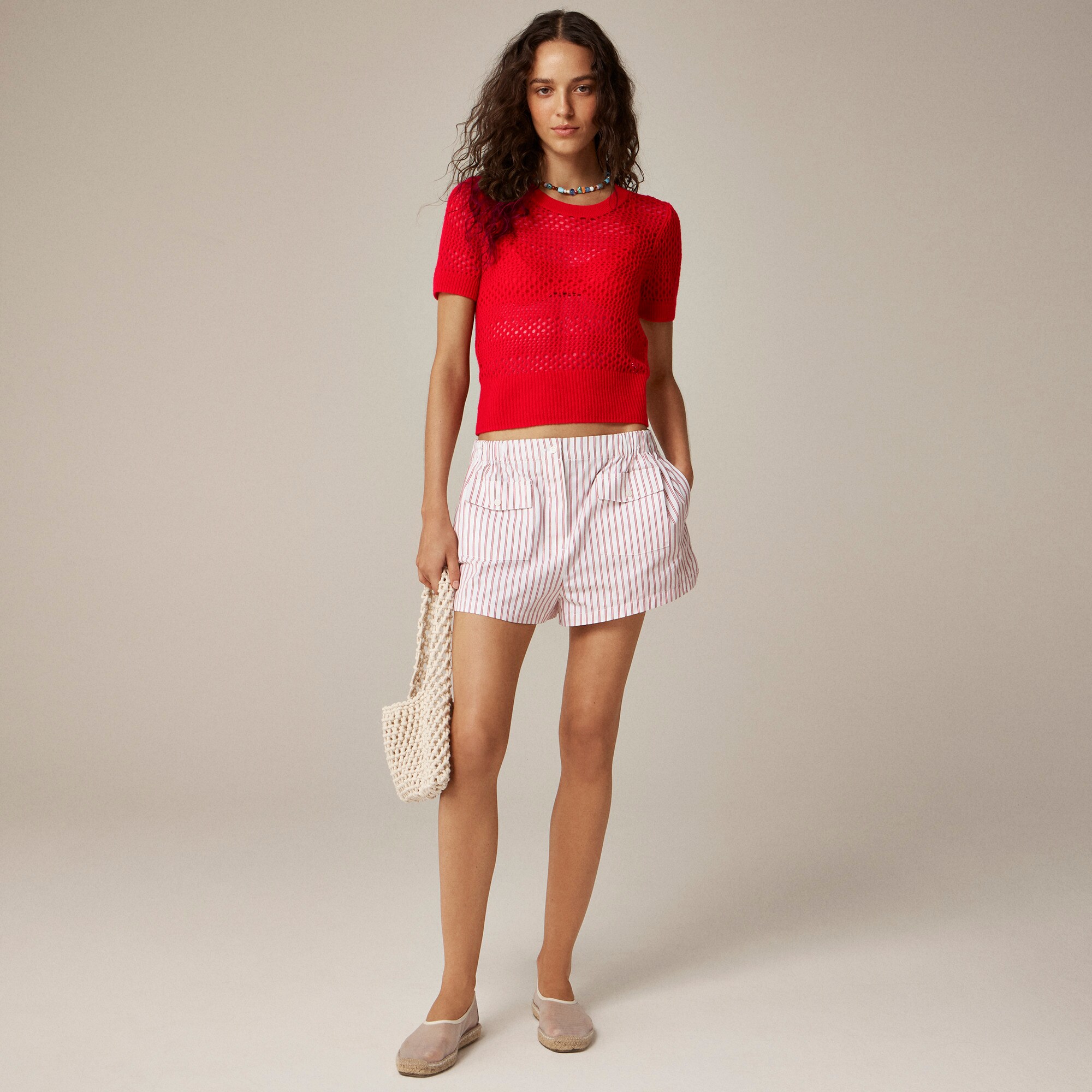  Cashmere pointelle short-sleeve T-shirt