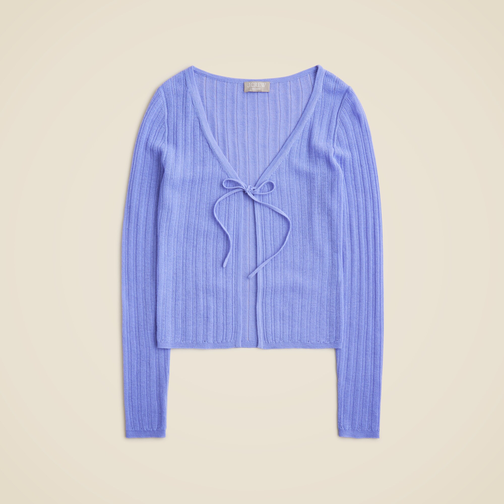 Featherweight cashmere tie-front cardigan