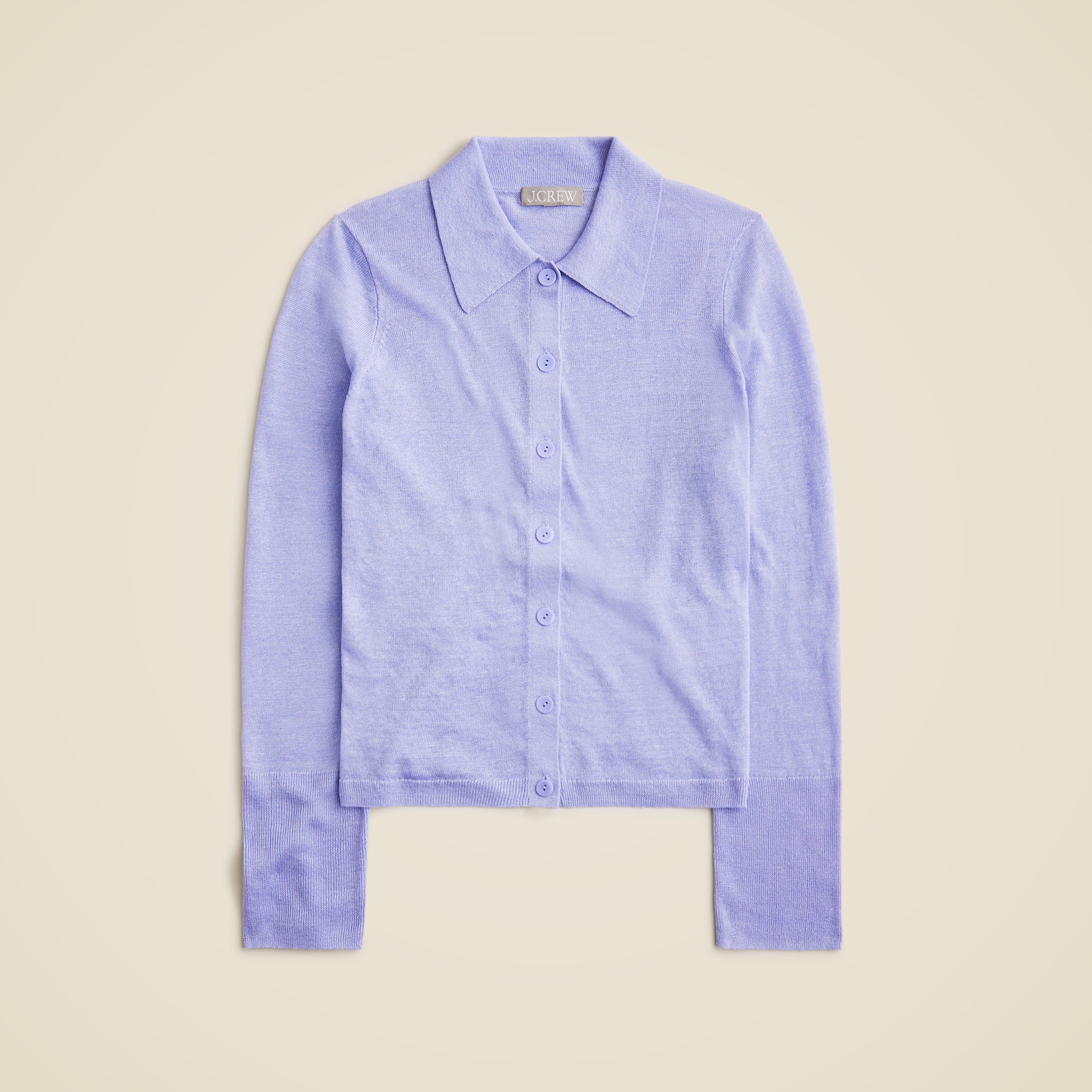 Collared button-up sweater in linen