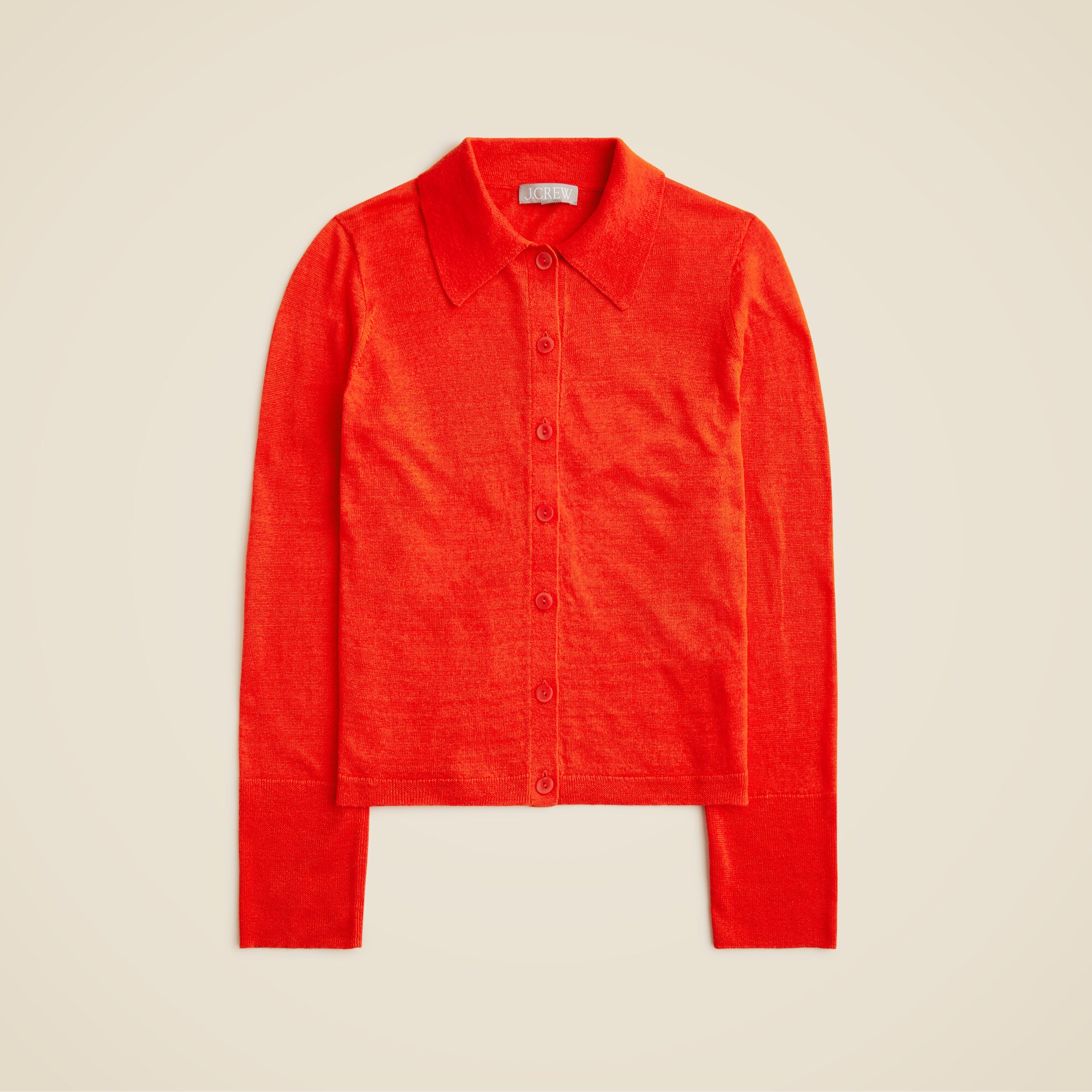 Collared button-up sweater in linen