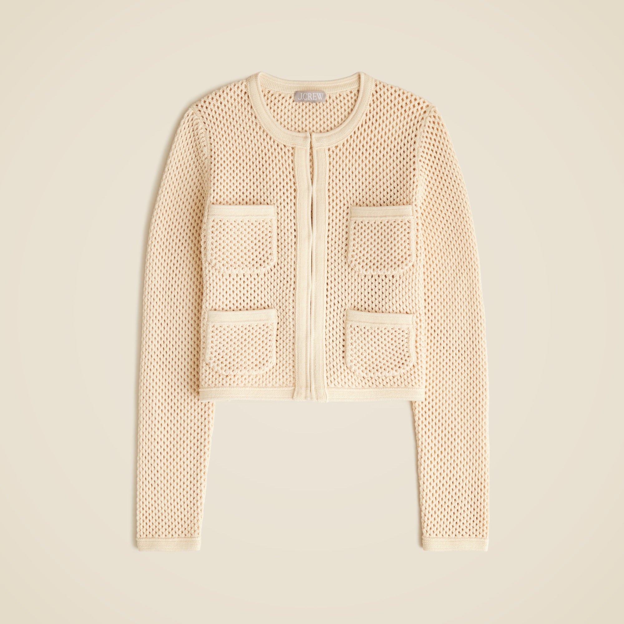 Open pointelle-stitch cardigan