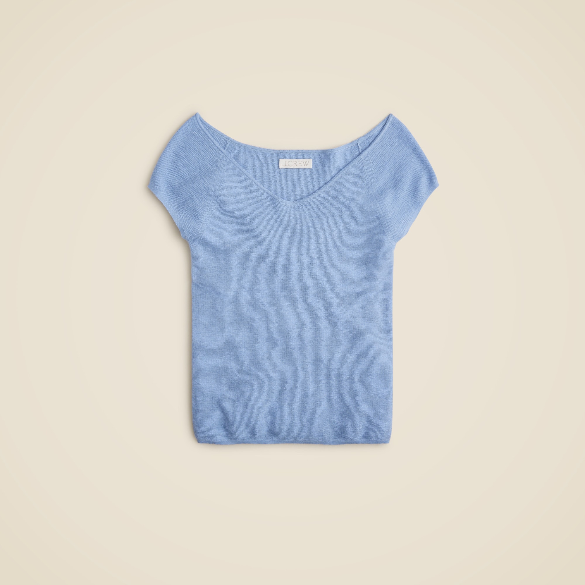 Cashmere-silk blend wide V-neck sweater T-shirt