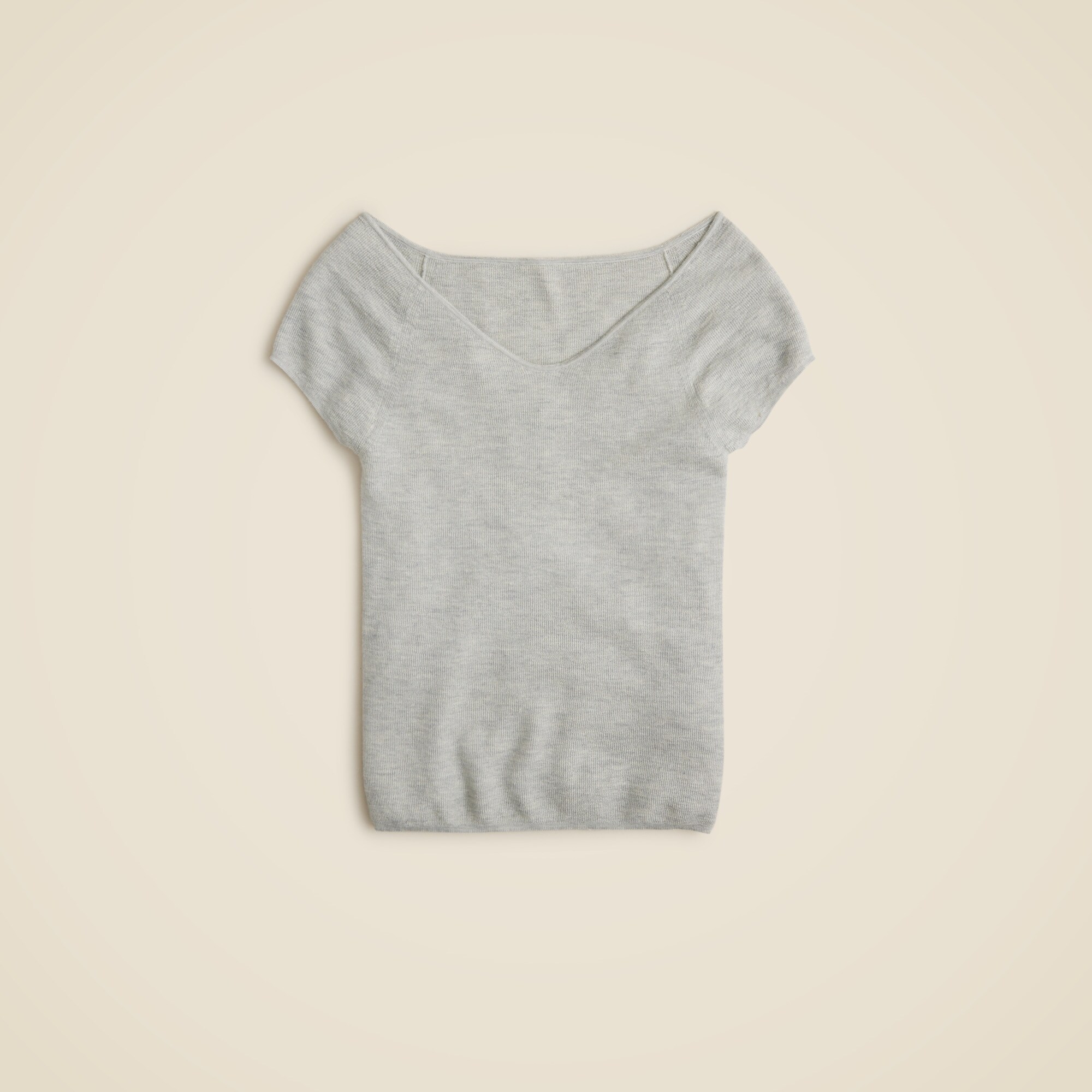  Cashmere-silk blend wide V-neck sweater T-shirt