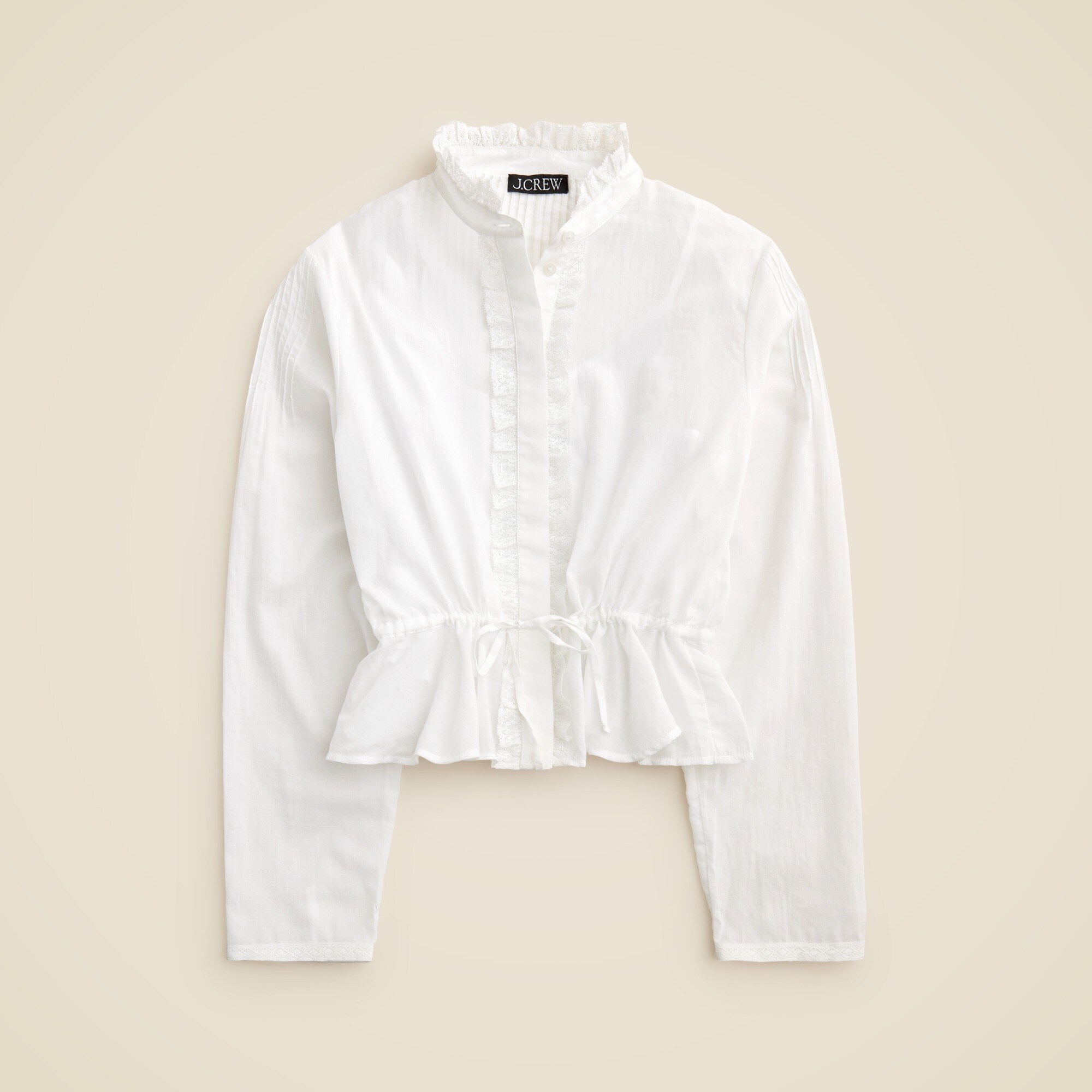 Lace-trim Cinched-waist Top In Cotton Voile For Women | J.Crew