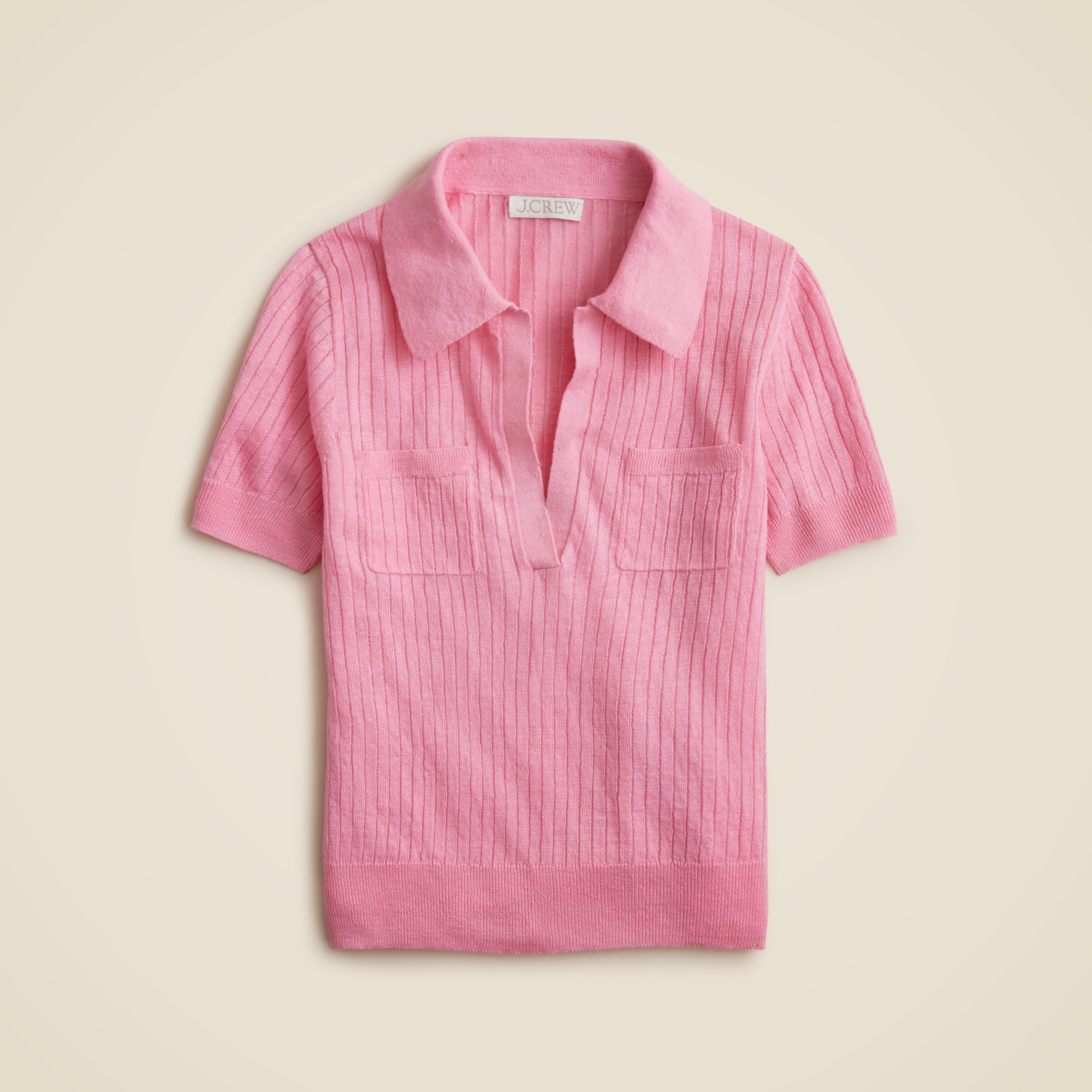 Short-sleeve polo shirt in linen