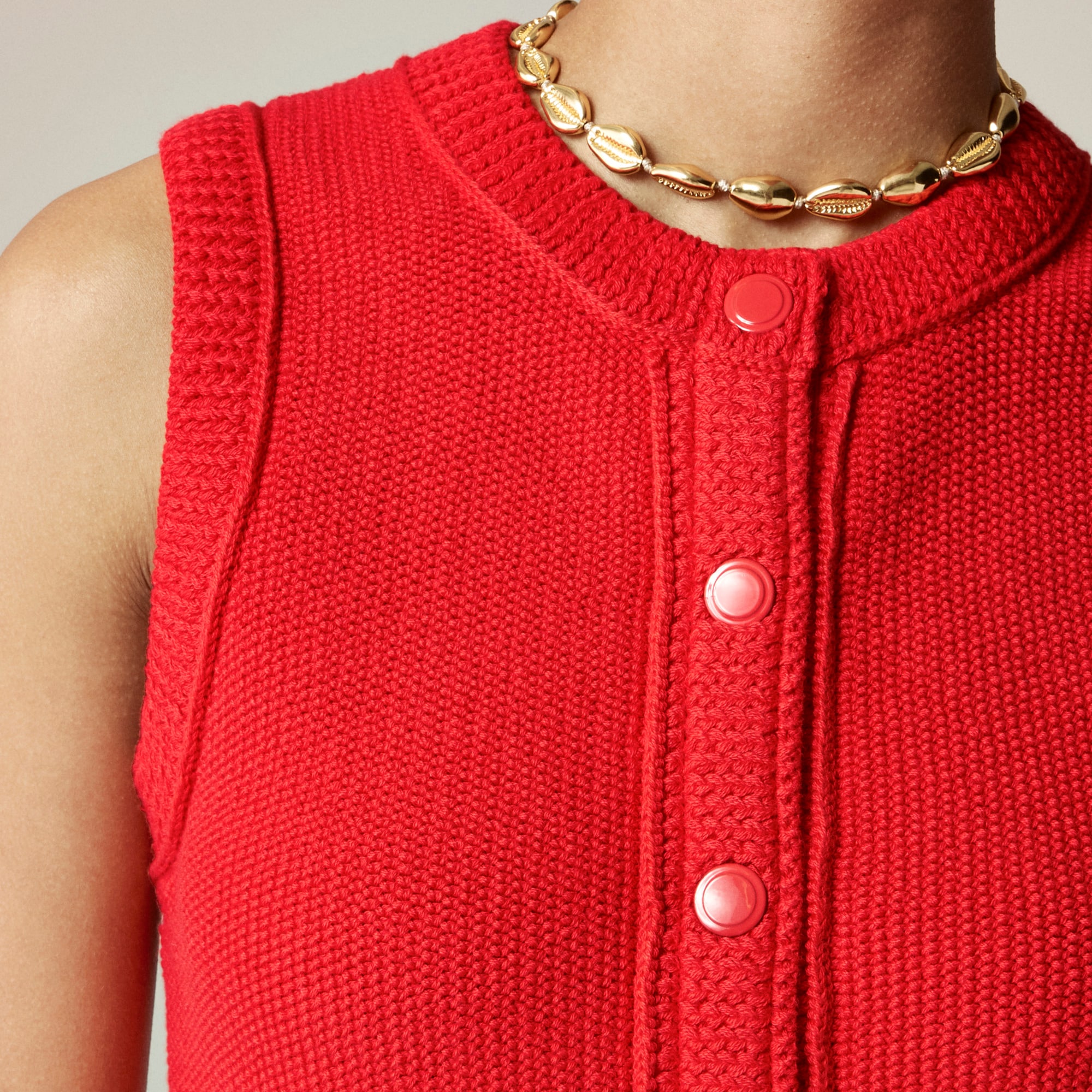 Cropped button-up sweater shell