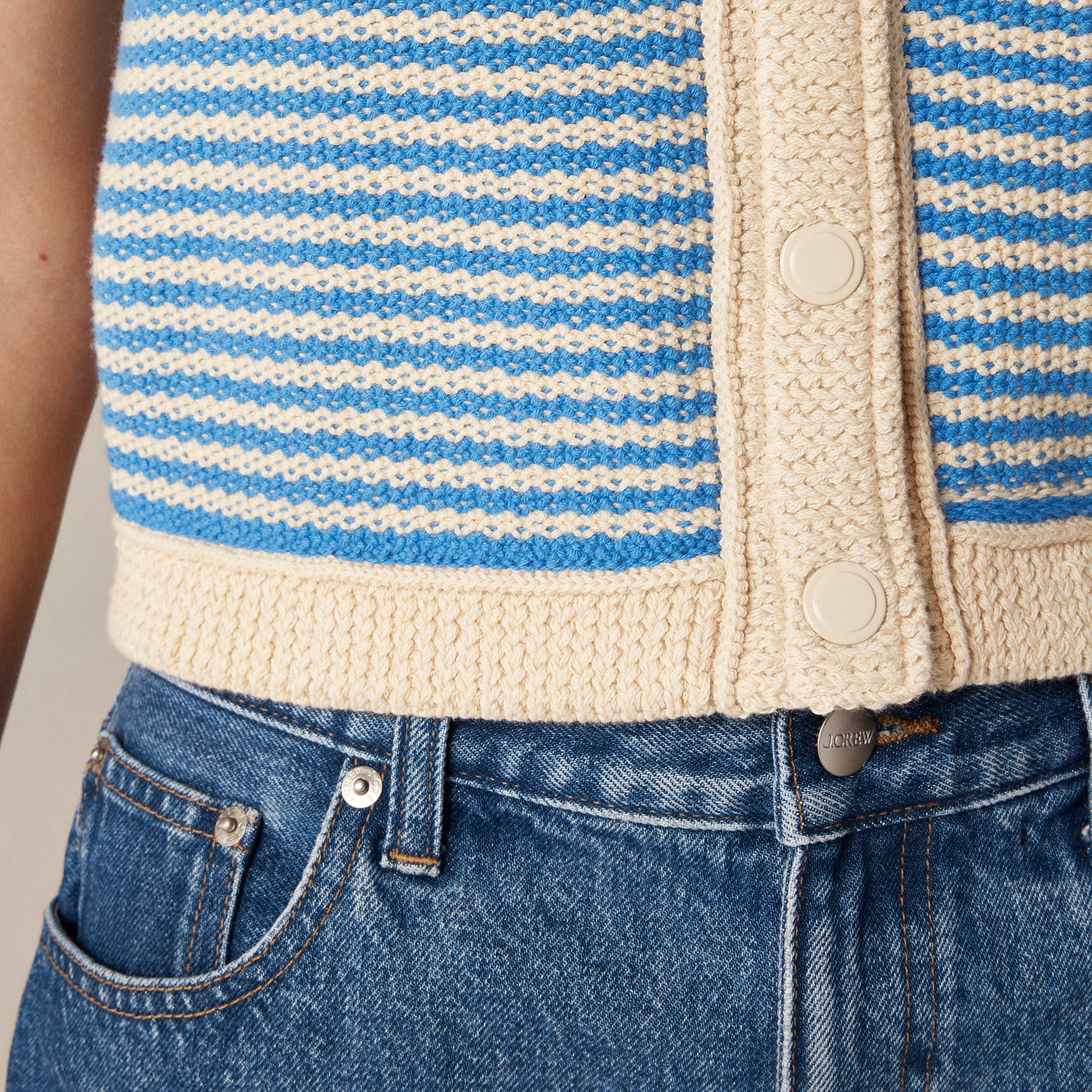 Cropped sweater shell in stripe - image 4