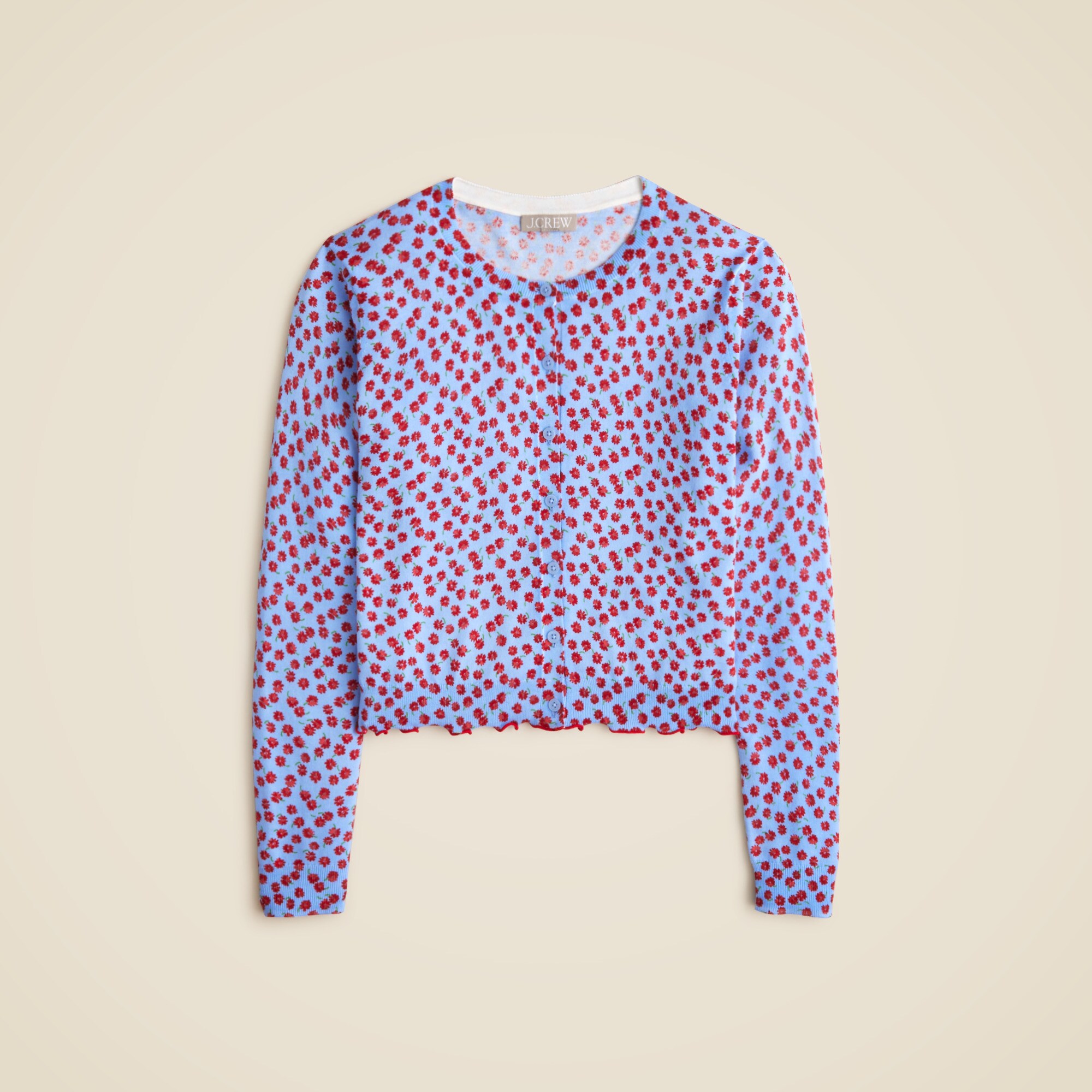 Premium ultra-fine cotton cardigan in summer fields print
