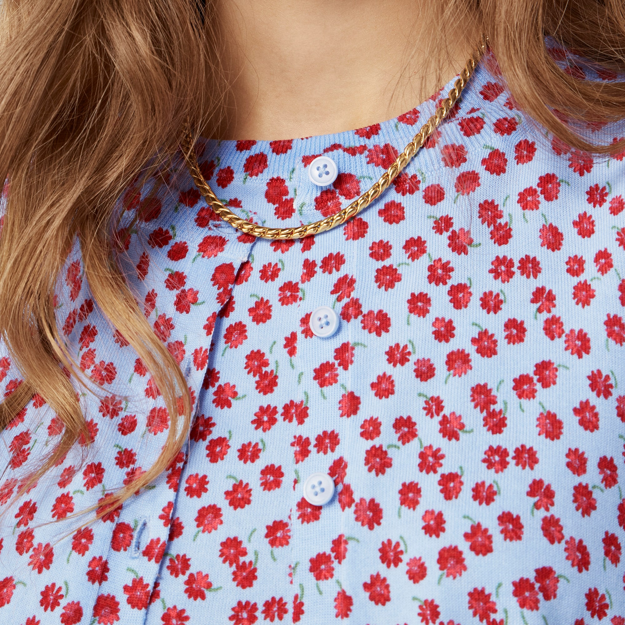 Premium ultra-fine cotton cardigan in summer fields print