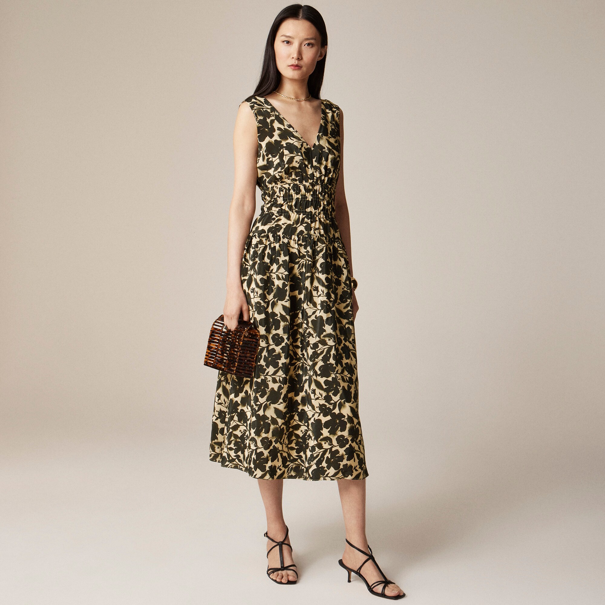 womens Hyacinth V-neck dress in crepe de chine
