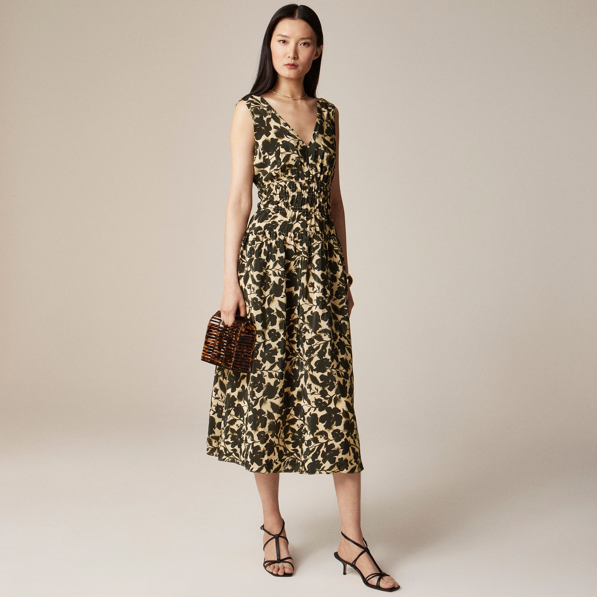 womens Hyacinth V-neck dress in crepe de chine