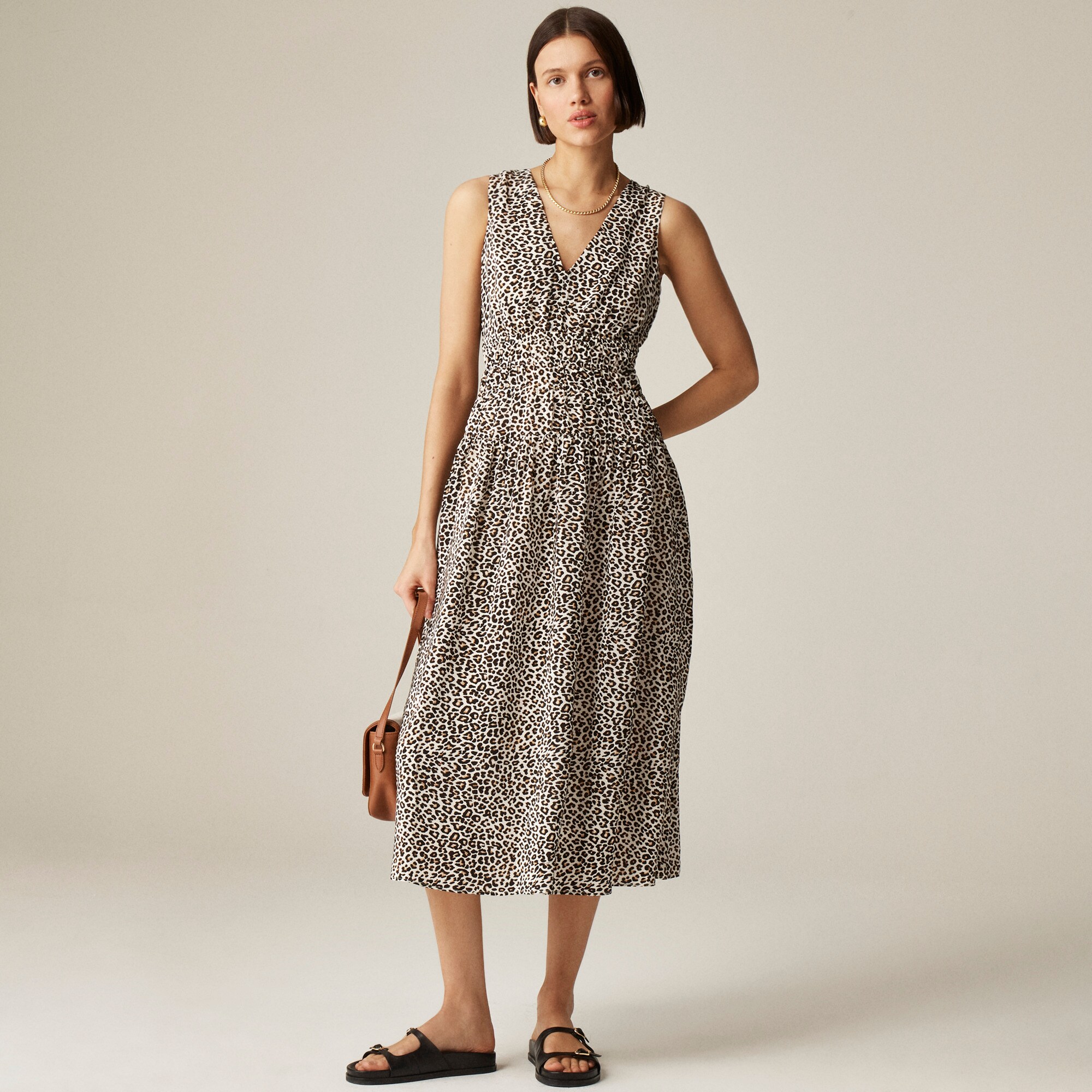  Petite Hyacinth V-neck dress in crepe de chine
